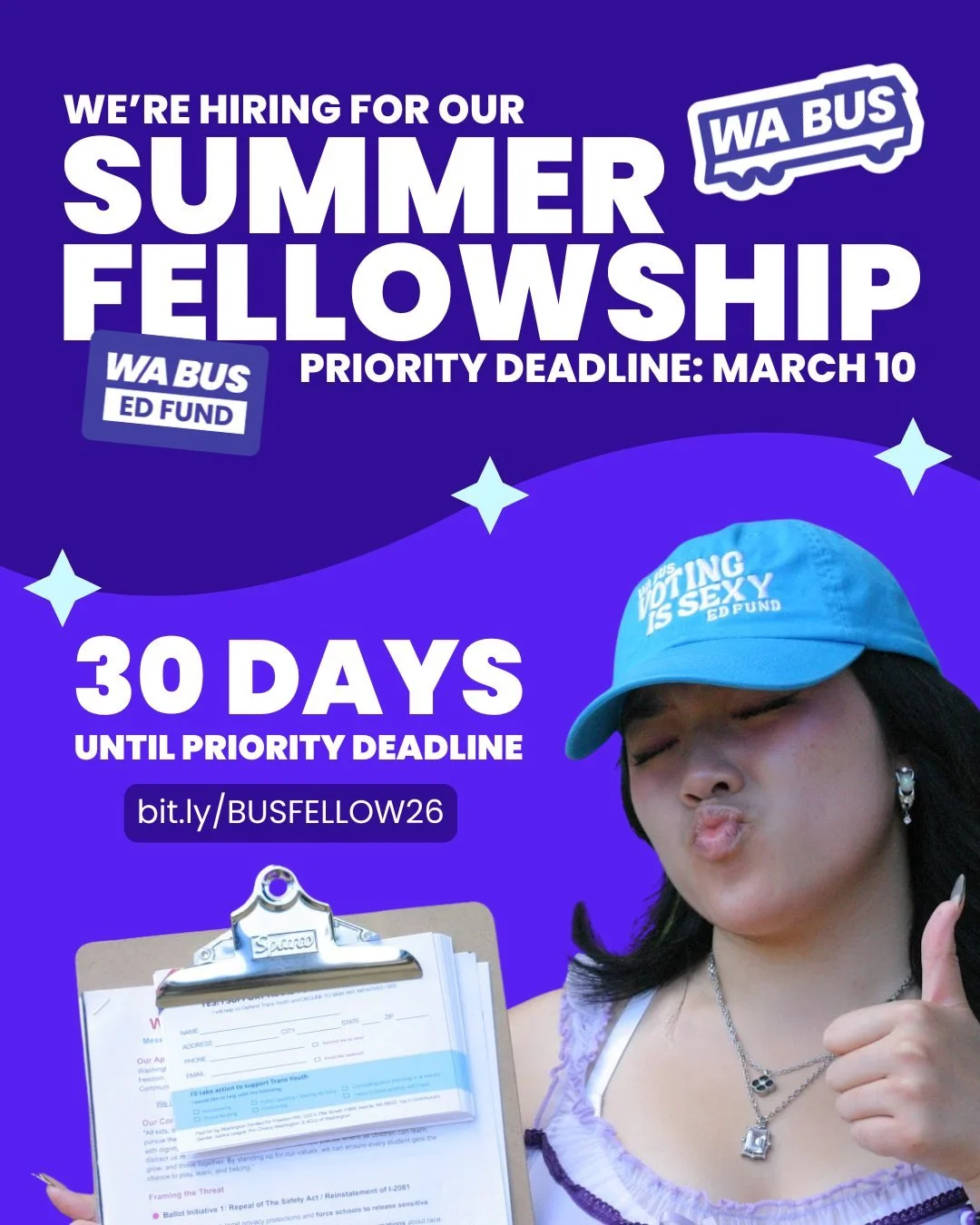 *announcer voice* - YOU'VE GOT 30 DAYS LEFT TO APPLY FOR OUR SUMMER FELLOWSHIP!

Wanna learn the ropes of political organizing this summer and become a campaign managing mastermind? Want 11 amazing-tastic, wonky, politically-based friends and co-cons
