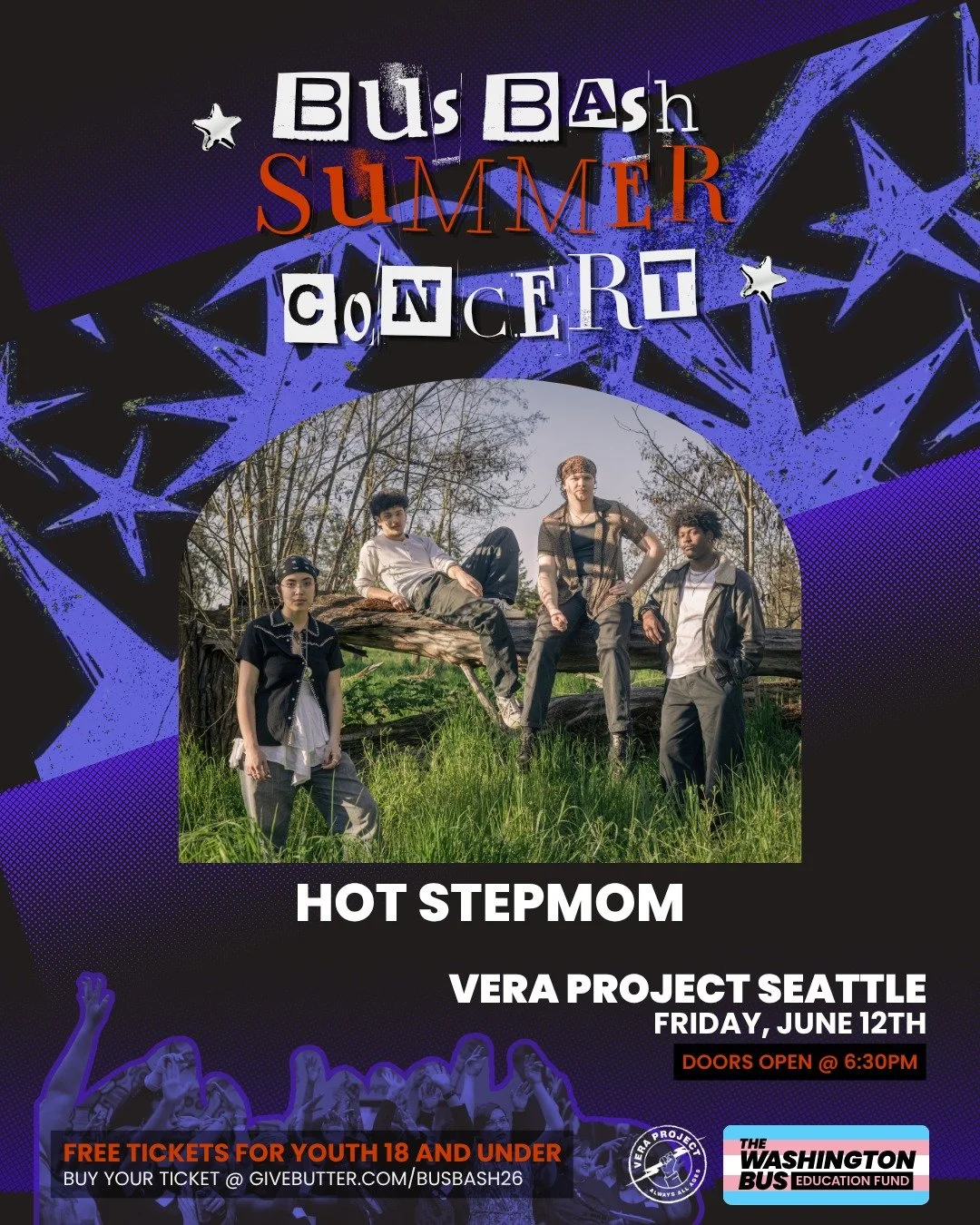 BUS BASH PERFORMER REVEAL! 

Hot Stepmom is an indie-alternative band based out of Tacoma, formed in July 2021. The band&rsquo;s current lineup consists of Anna Norris (Guitar, Vocals), Jarin Szewczyk (Bass), Benjamin Babcock (Drums), and Justin Midd