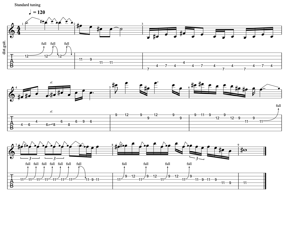 Guitar tab Adrian Smith transcription