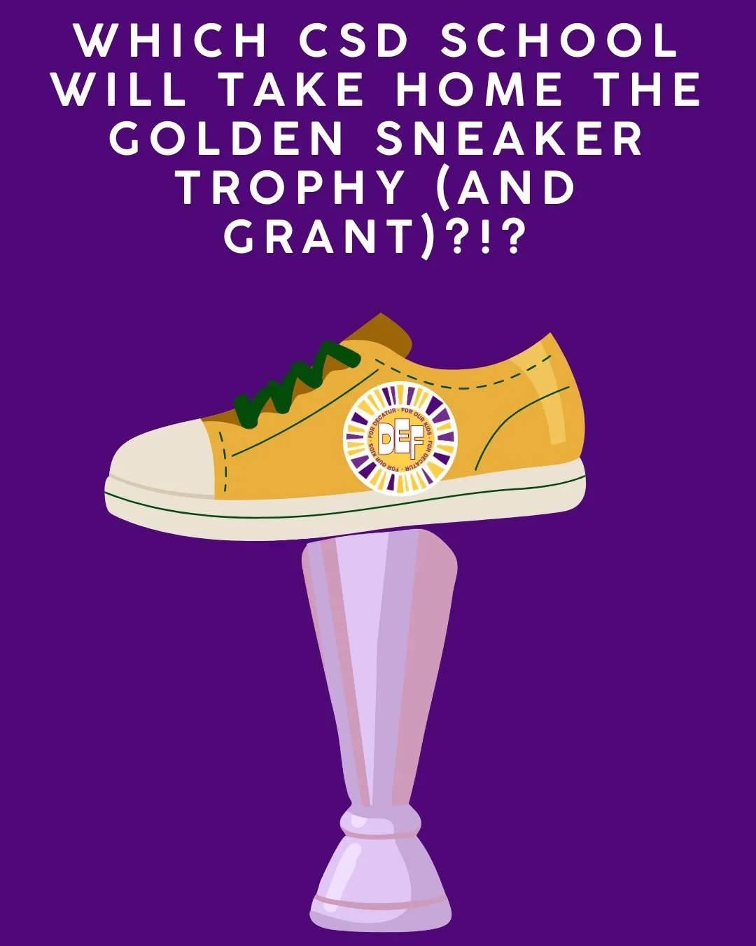 Which CSD school has the highest percentage of their students signed up for Tour deCatur?

Scroll to find out!

Wanna help your school win a DEF grant (and a really obnoxious trophy)? Select your school as your team when you sign up for the Tour!

#t