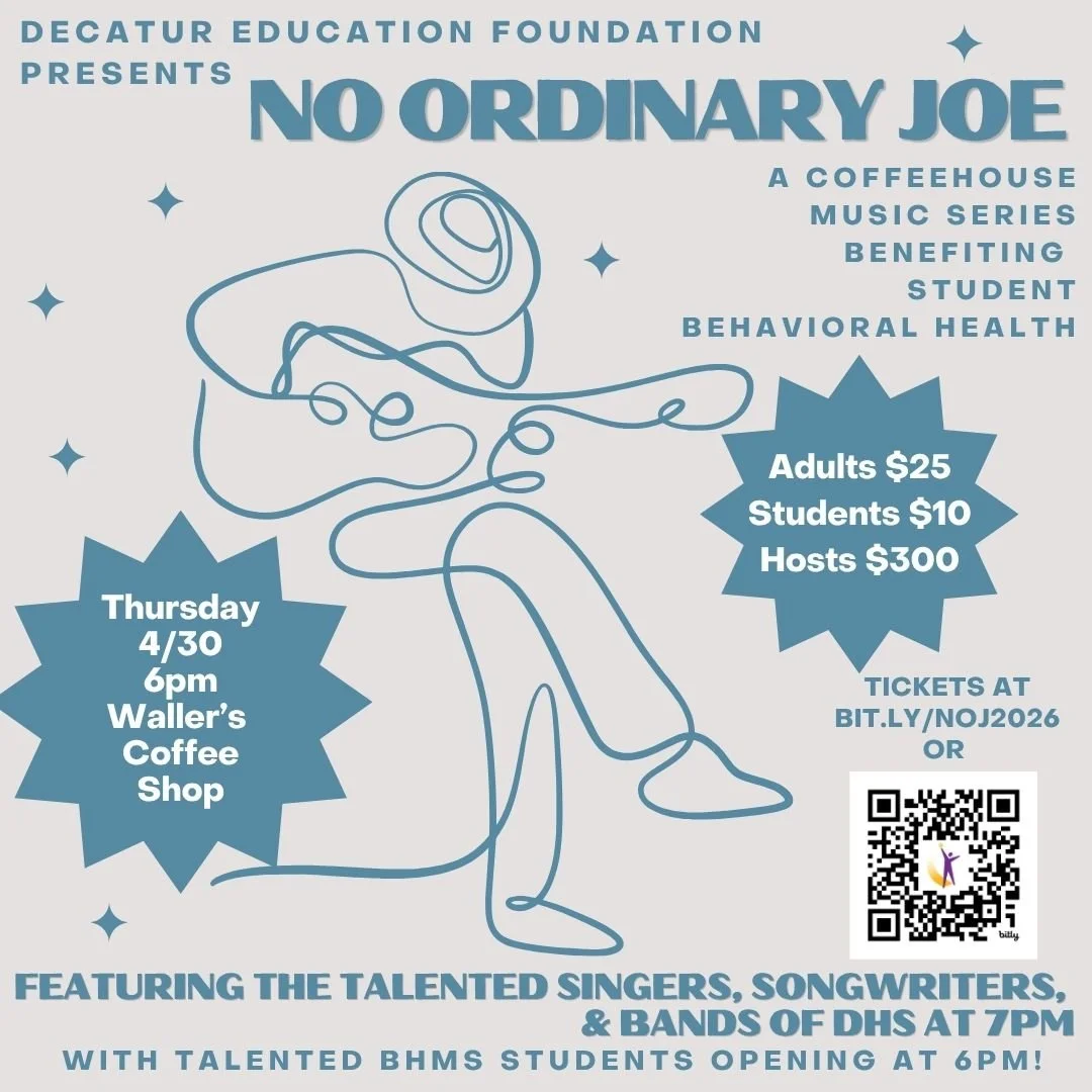 New Opening Act!
Tickets for the 2026 No Ordinary Joe are open! bit.ly/NOJ2026
No Ordinary Joe is the annual fundraiser for Joe&rsquo;s Fund that features some of Decatur High School&rsquo;s most talented singers and musicians as they perform in a co