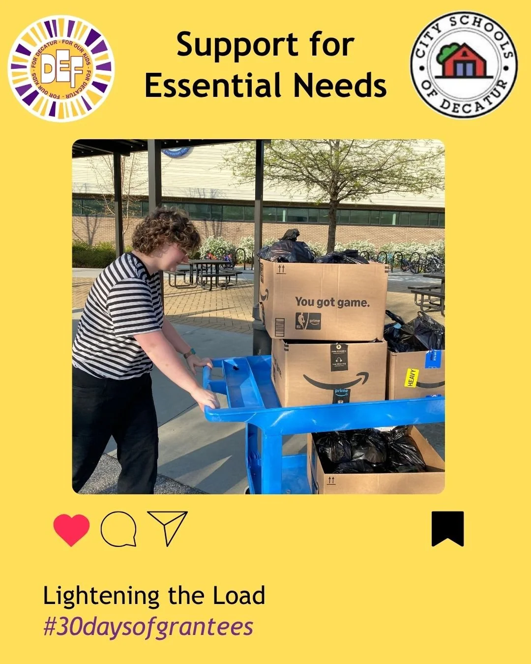 We are on day nine and we are just getting started! Follow throughout this month as we share some of the ways DEF makes an impact in our community with your support! 

DEF is committed to making sure our students have what they need to be able to sho