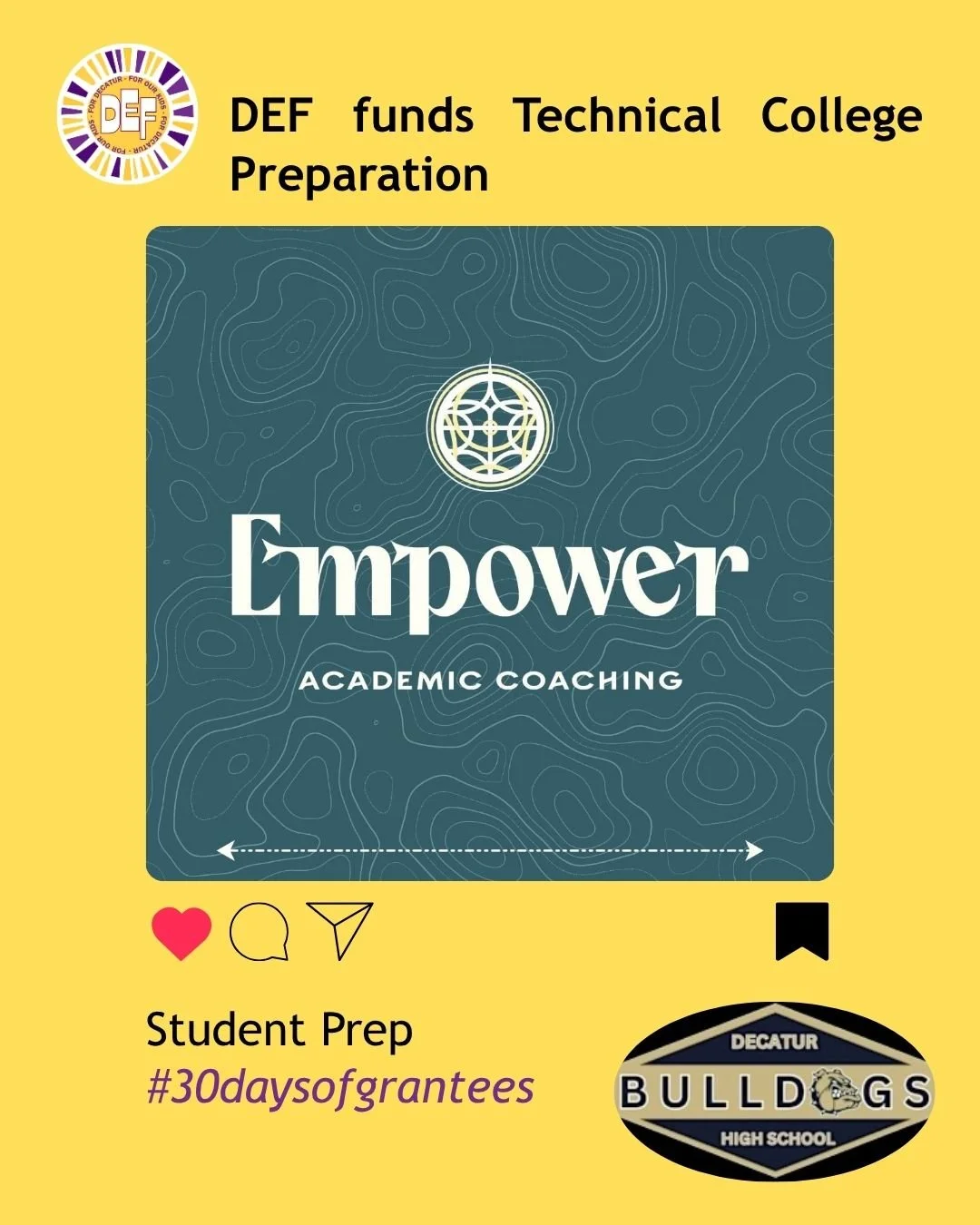 DEF engaged @Empoweracademiccoarching to work with a cohort of students in the 2025-26 school year. Reports from Empower share that "each student who participated learned about the technical colleges in our area as well as how their career inter