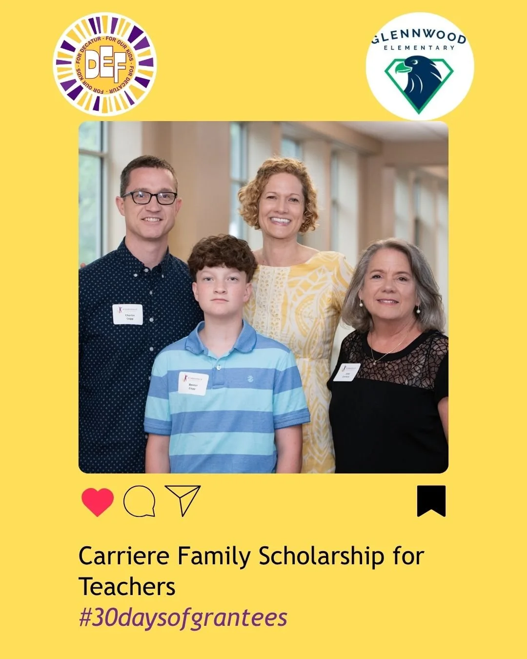 The Carriere Family Scholarship for Teachers was created in 2007 by Jane Carriere and her late husband, Judge Edward Carriere III as a way to support our CSD teachers who choose to further their own education. We had a remarkable pool of candidates t