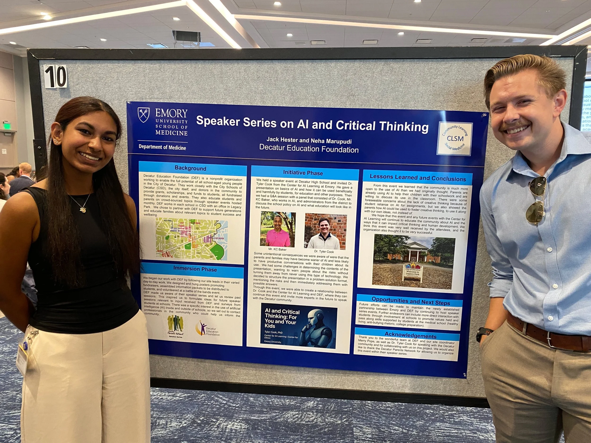 DEF loves Volunteers! We were happy to attend the 2026 Emory University Community Learning and Social Medicine Community Engagement Day last week. At the event we got to reconnect with our 2 volunteers from last year, Jack Hester and Neha Marupudi. T