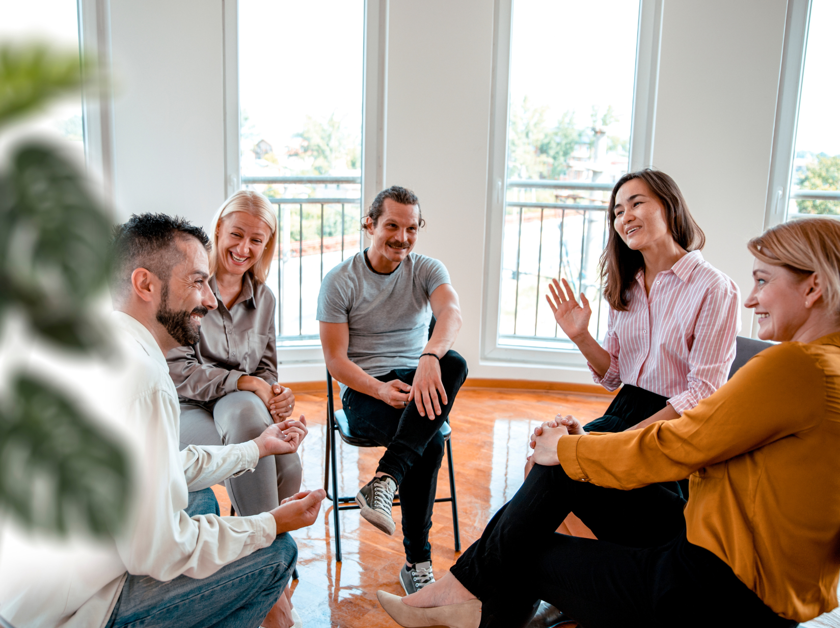 Therapist leading a group session