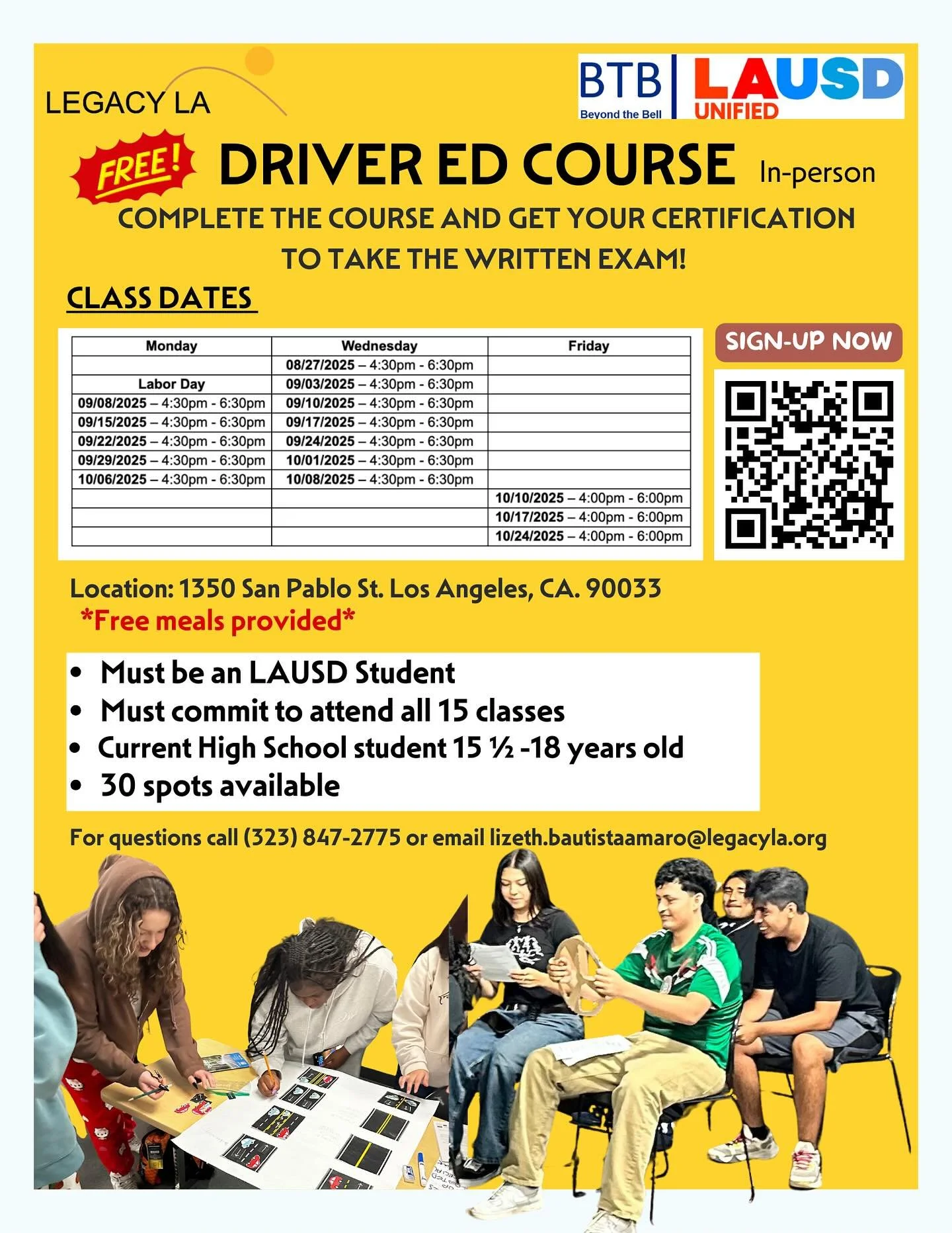 Ready to hit the road? 🚗💥
We got you! We&rsquo;re starting our Driver Ed program again where you&rsquo;ll learn the rules of the road, take practice tests, go through interactive activities, and gain study material! Once completed you&rsquo;ll rece