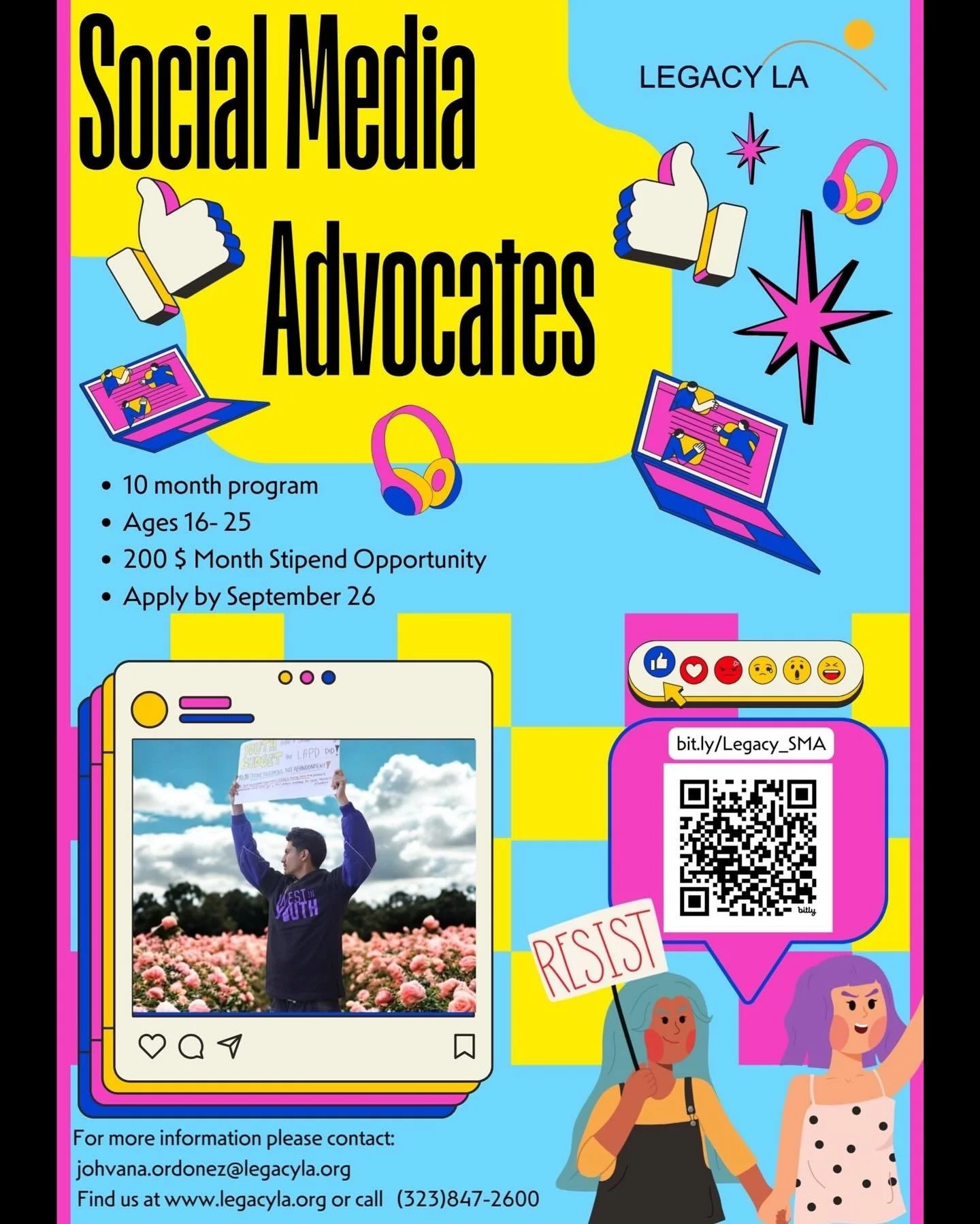 Now recruiting for our Social Media Advocates Program🤩🤳📸

Scan the QR code or go on the web to bit.ly/Legacy_SMA for more information about the program and to see the application 😊📸