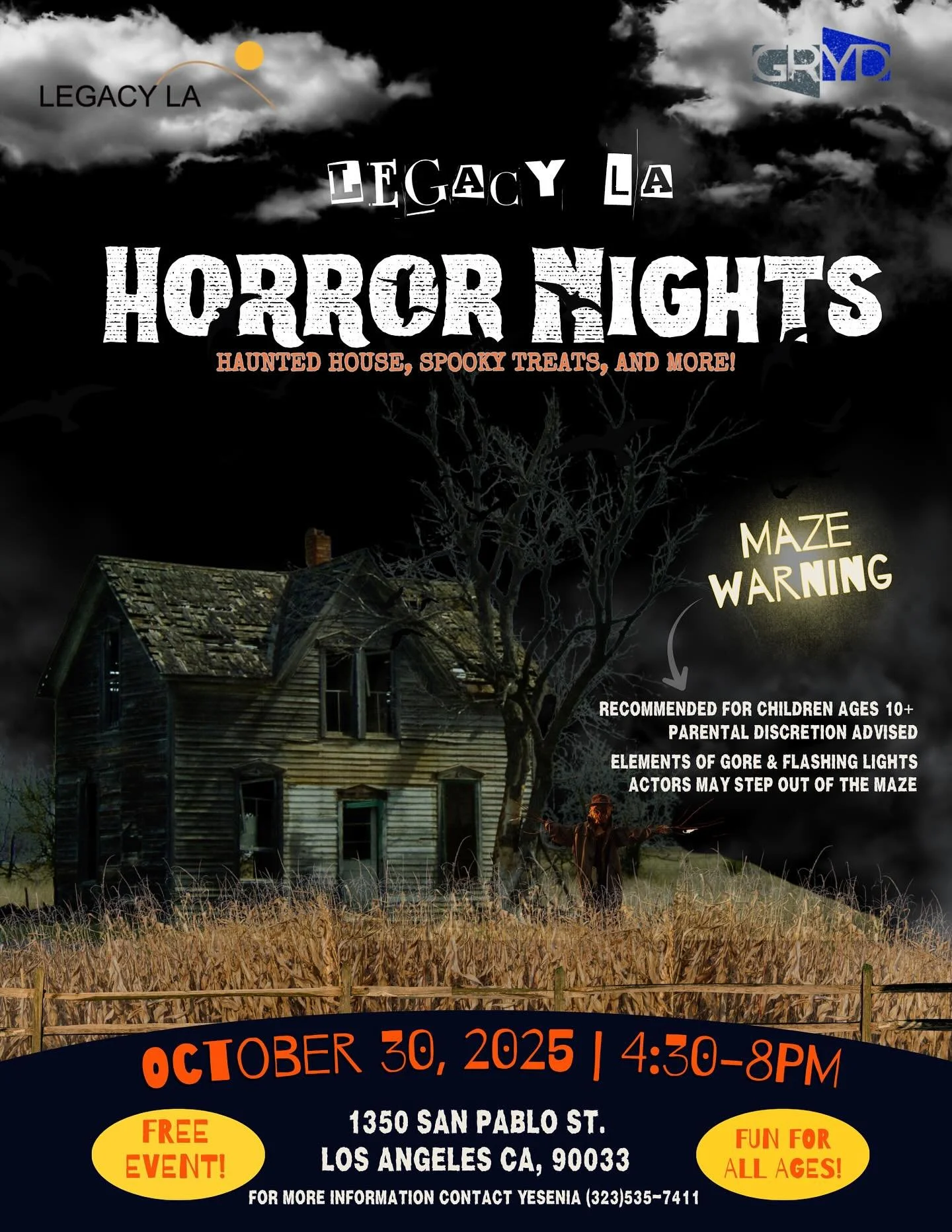 👻🎃 It&rsquo;s that spooky time of year again! 🎃👻

Join us at Legacy LA&rsquo;s Horror Nights for a frightfully fun evening full of haunted houses, spooky treats, and more! 🕸️🍬

🧟&zwj;♀️Think you&rsquo;re brave enough to face the maze? Beware, 