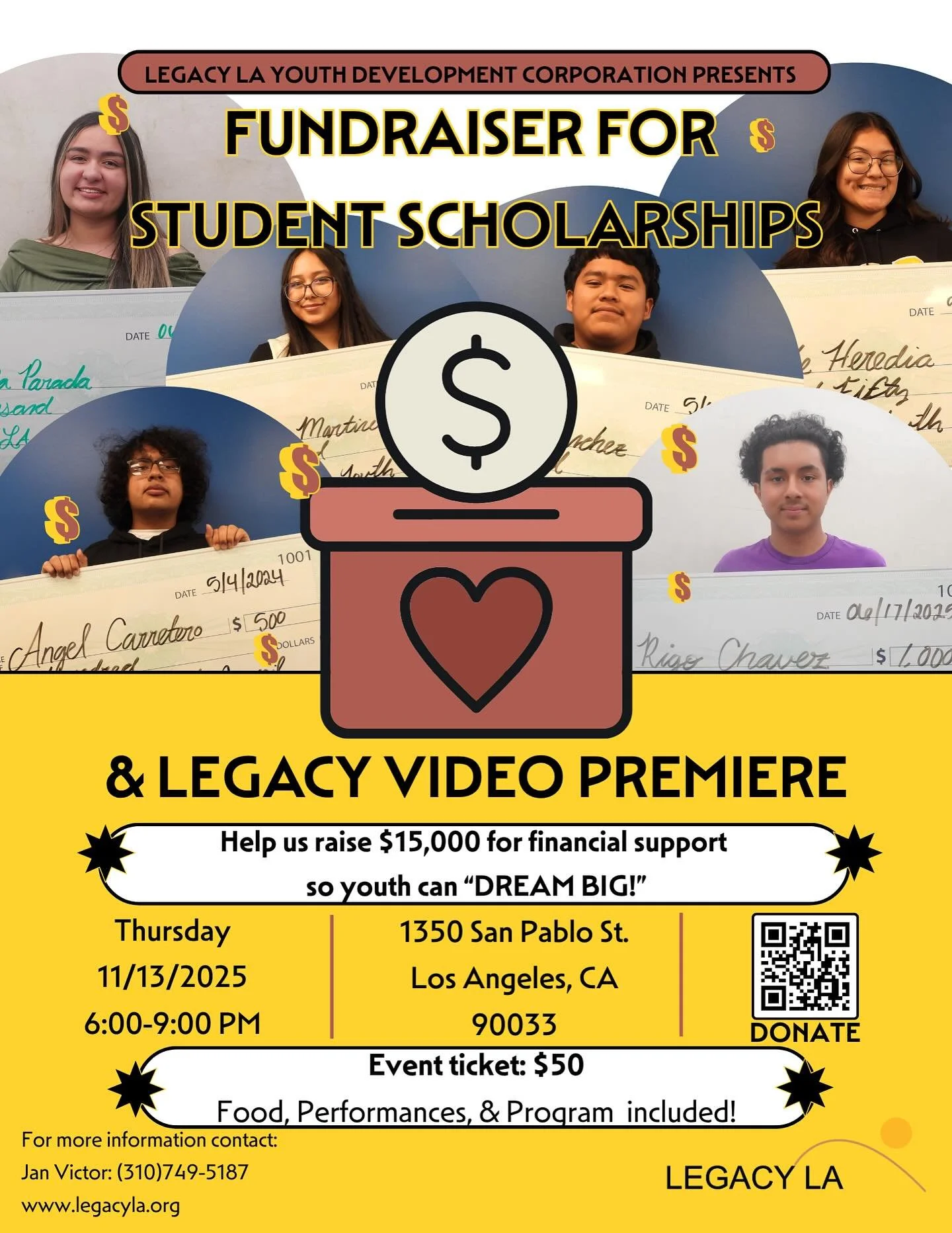 We&rsquo;re so excited to invite you to our Legacy LA Fundraiser on Thursday, November 13th from 6-9PM!

Join us for an inspiring night celebrating our youth and Mujeres with:
🌟 The premiere of our brand new Legacy LA video
🎤 Youth performances you