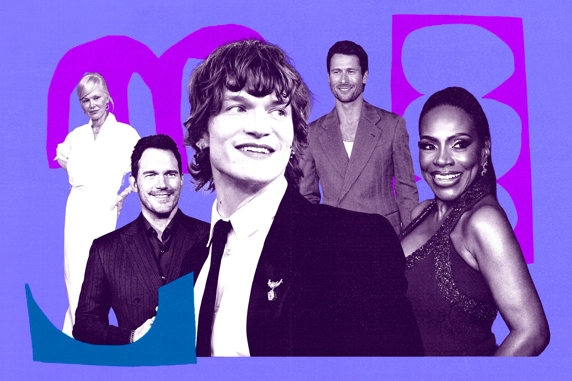Collage of six diverse people, including men and women, with a purple and blue background, and the number 35.