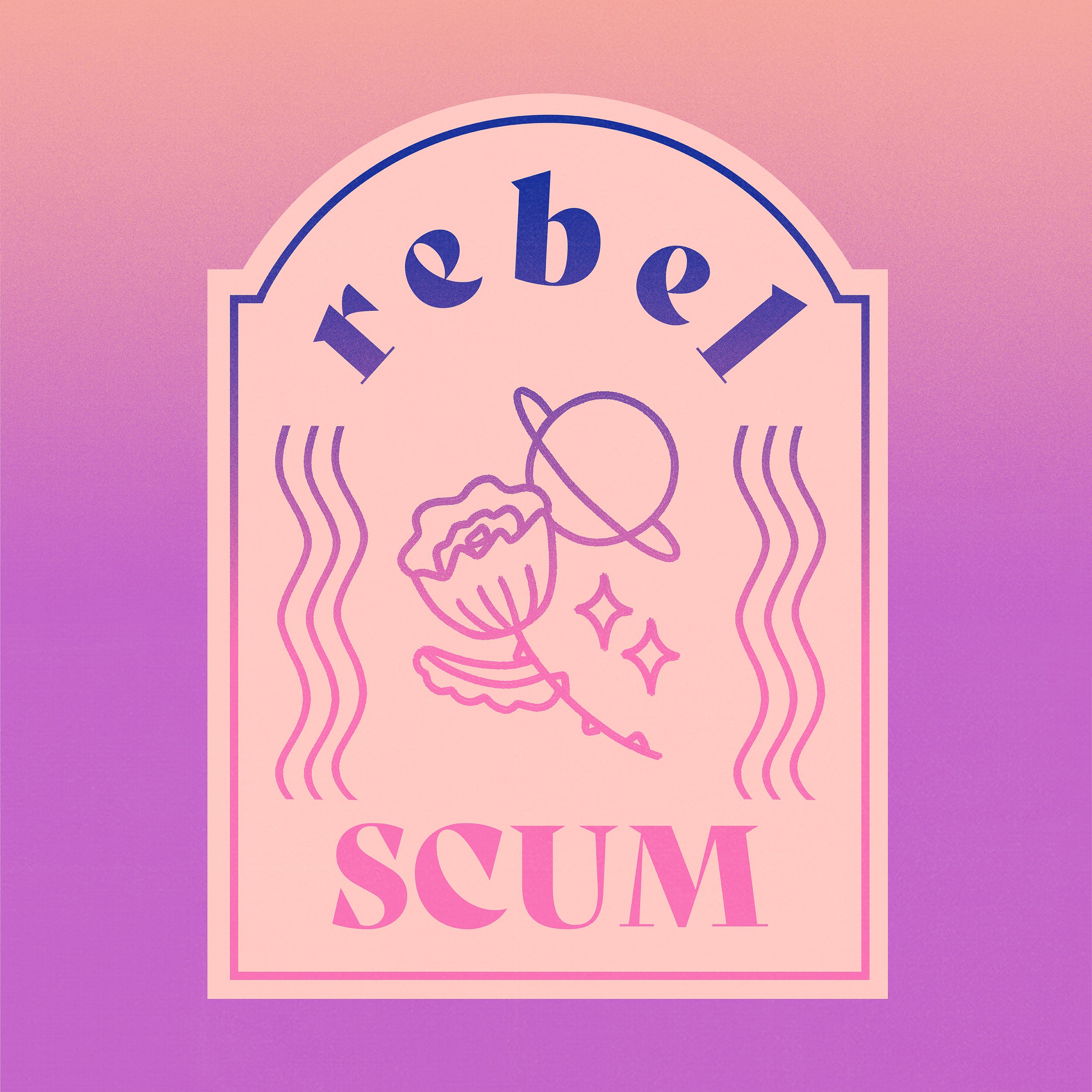 Pink background with the word 'baby' and the outline of a baby in a diaper, inside a pink border with the words 'scoot, swing' at the bottom.