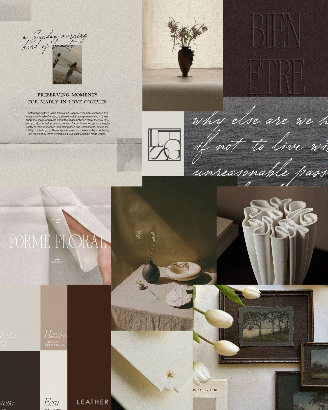 Old world charm meets the present day.
Moody moments softened by elegance.
Florals that invite beauty, art that sparks interest, heirlooms and portraits that carry story.

This mood board is more than aesthetics&mdash;it&rsquo;s a reflection of the f