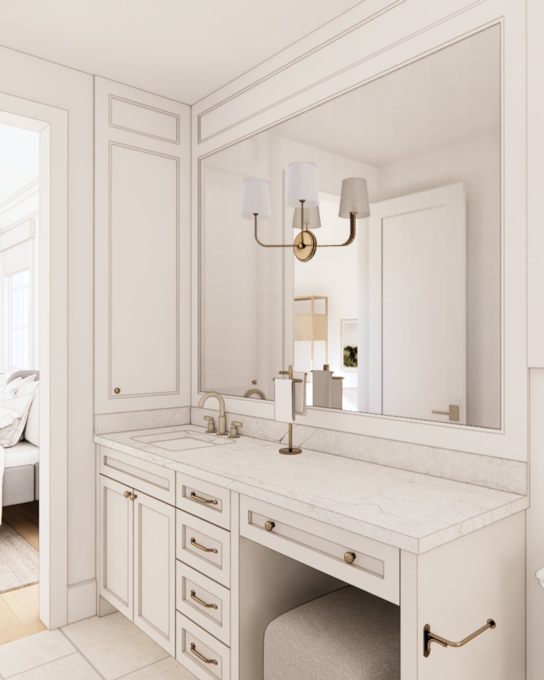 One thing we love about custom design is being able to truly design for the people living in the home. Our clients wanted a custom vanity for their teen, who happens to be really tall, so we were able to create something that actually works for her n