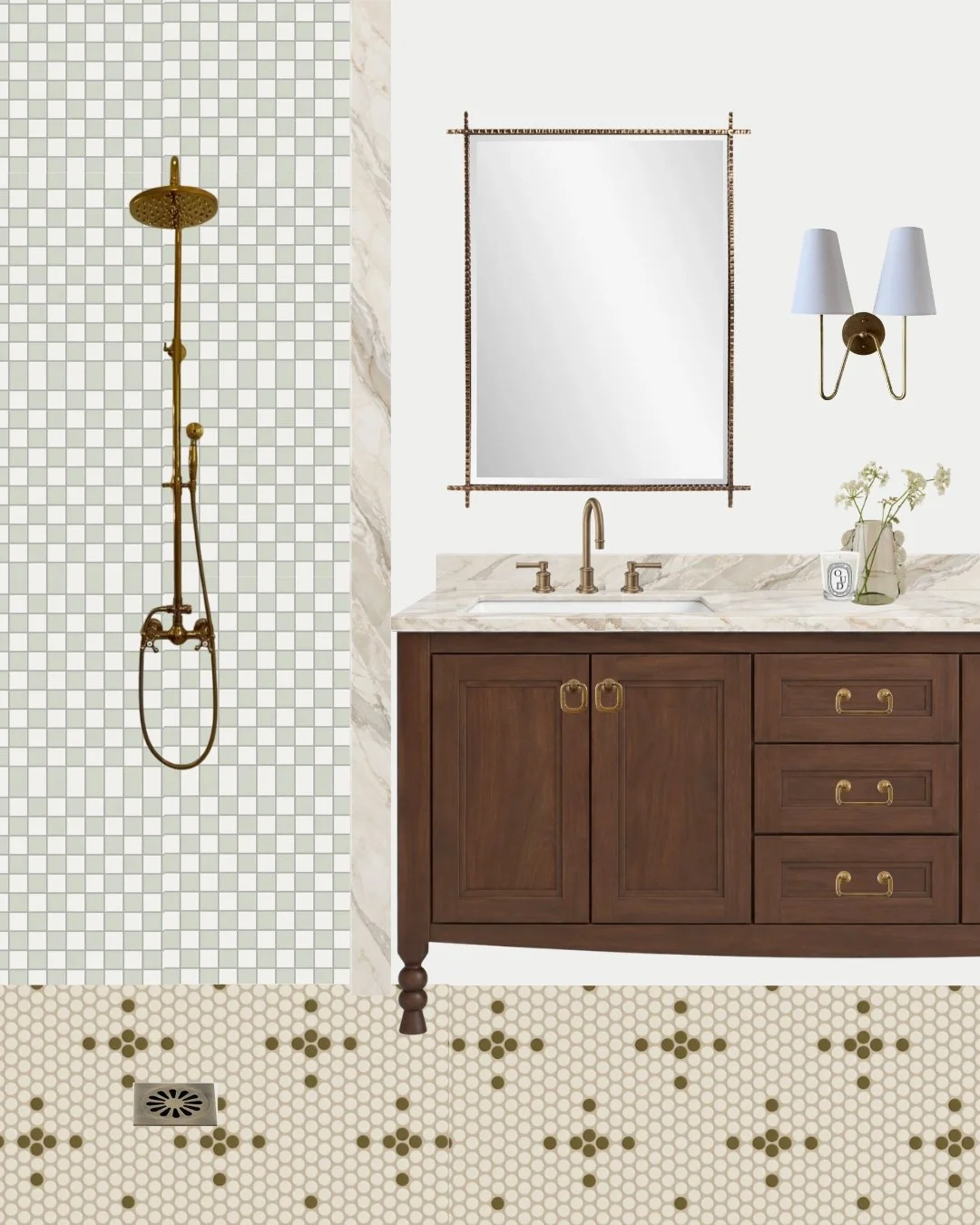 Tile play for this fun shared bathroom! We love when our clients are open to having a little fun with their design&mdash;especially in a space like this. Which option is your favorite?

#BathroomDesign #TileSelections #SharedBathroomDesign #OrangeCou