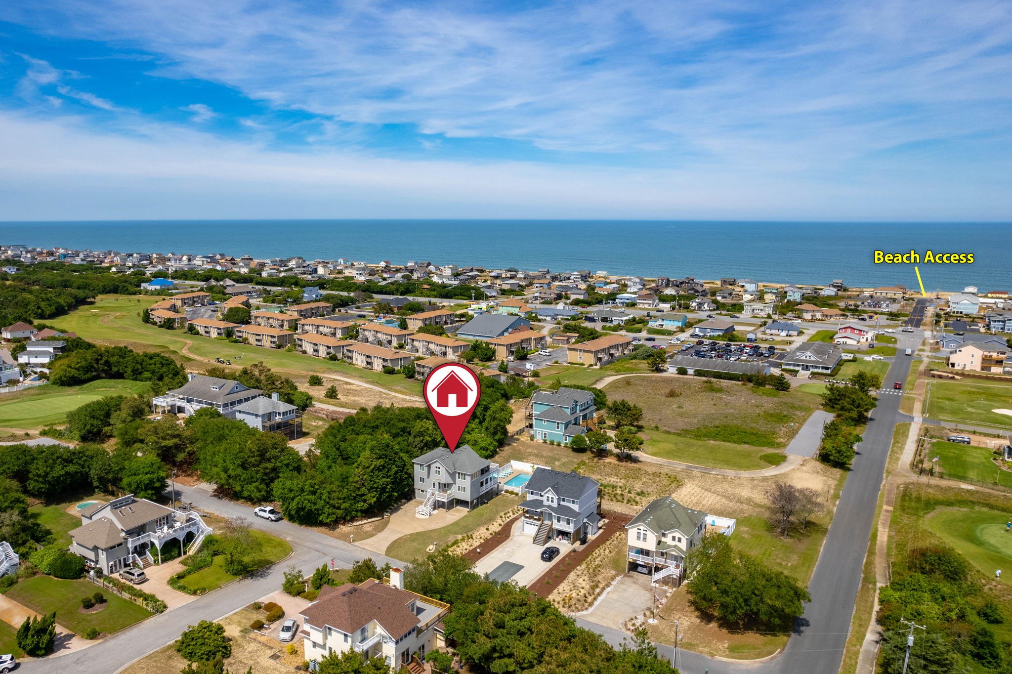 Located a short walk to the beach. Also right next to the Sea Scape Golf Links course.
