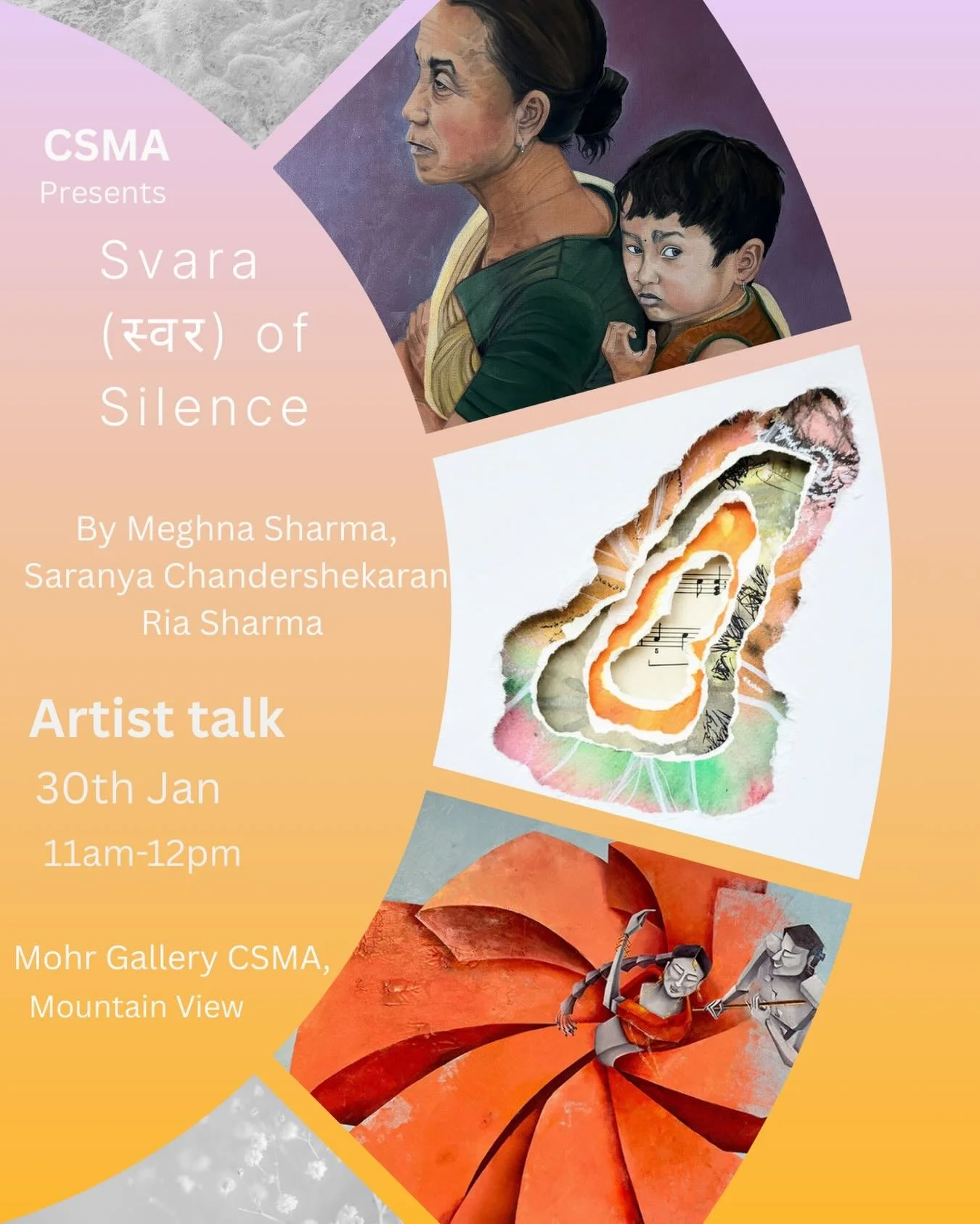 If you missed our opening night, you can join us for the Artist talk by Ria Sharma, Meghna Sharma and Saranya Chadershekaran, tomorrow. This also marks end of our memorable show.

I am looking forward to have you on our artists talk combined with NCW