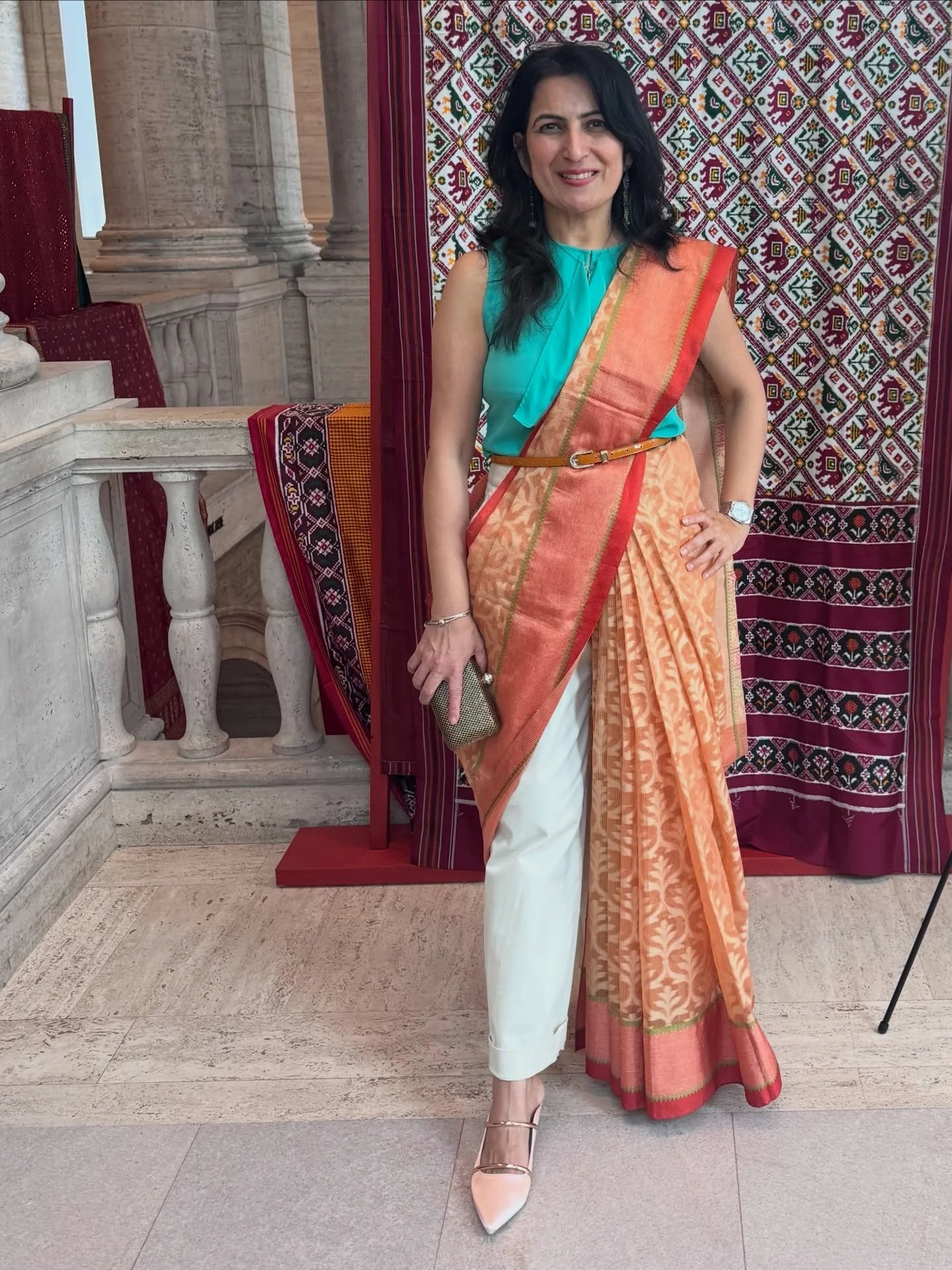 Visited the Asian Art Museum SF to see Unstitched, curated by @lara_lakshmi. Seeing sarees presented as vessels carrying stories and histories felt deeply personal. 

I work with rescued sarees in my paintings, merging it with my cubic form, so witne