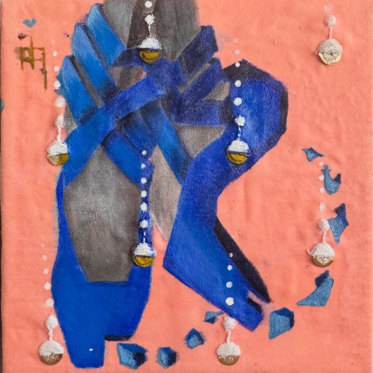 🔴 SOLD
I am joyful that my little work &lsquo;Dancing&rsquo; has found  company of a young ballet dancer to inspire her.

Her grandma immediately fell in love with my cubic ballet shoes in blue and took it home to gift her. 

Dancing 
6&rdquo;X6&rdq