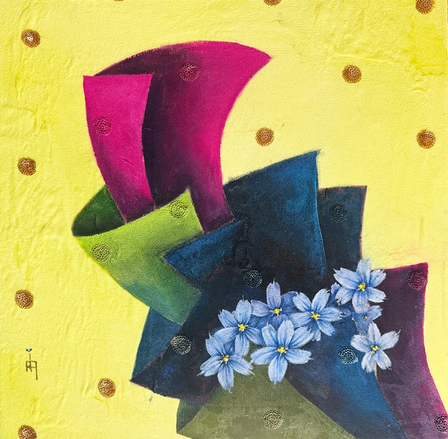 Transition-Georgette & Acrylic, 14"X14", $690