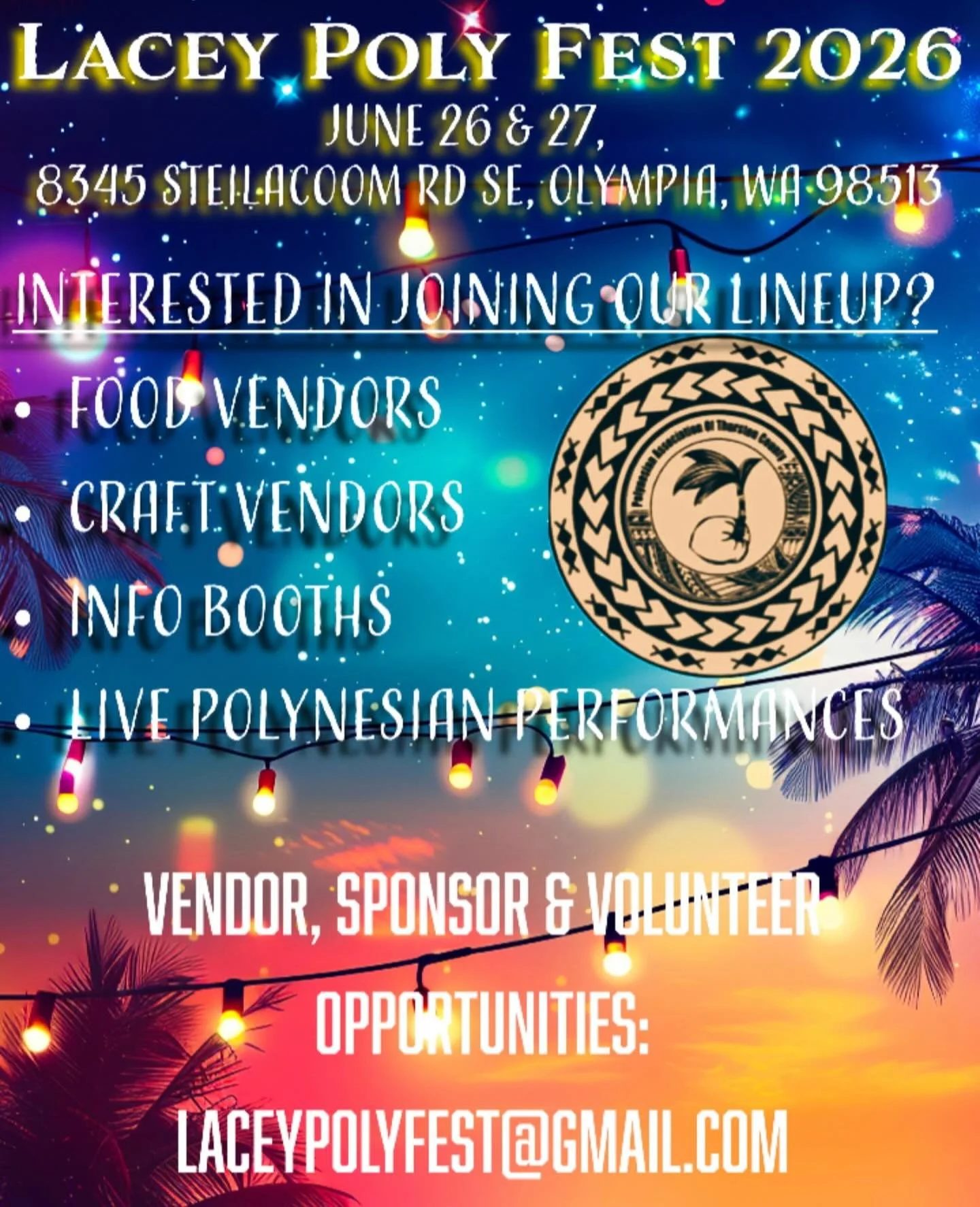 Save the date 🏝️ We will be back at Lacey Poly Fest 2026 !! June 26 &amp; 27 🏝️🍧 Check out the flavors we will bring at icedupasianstyle.com 🍧