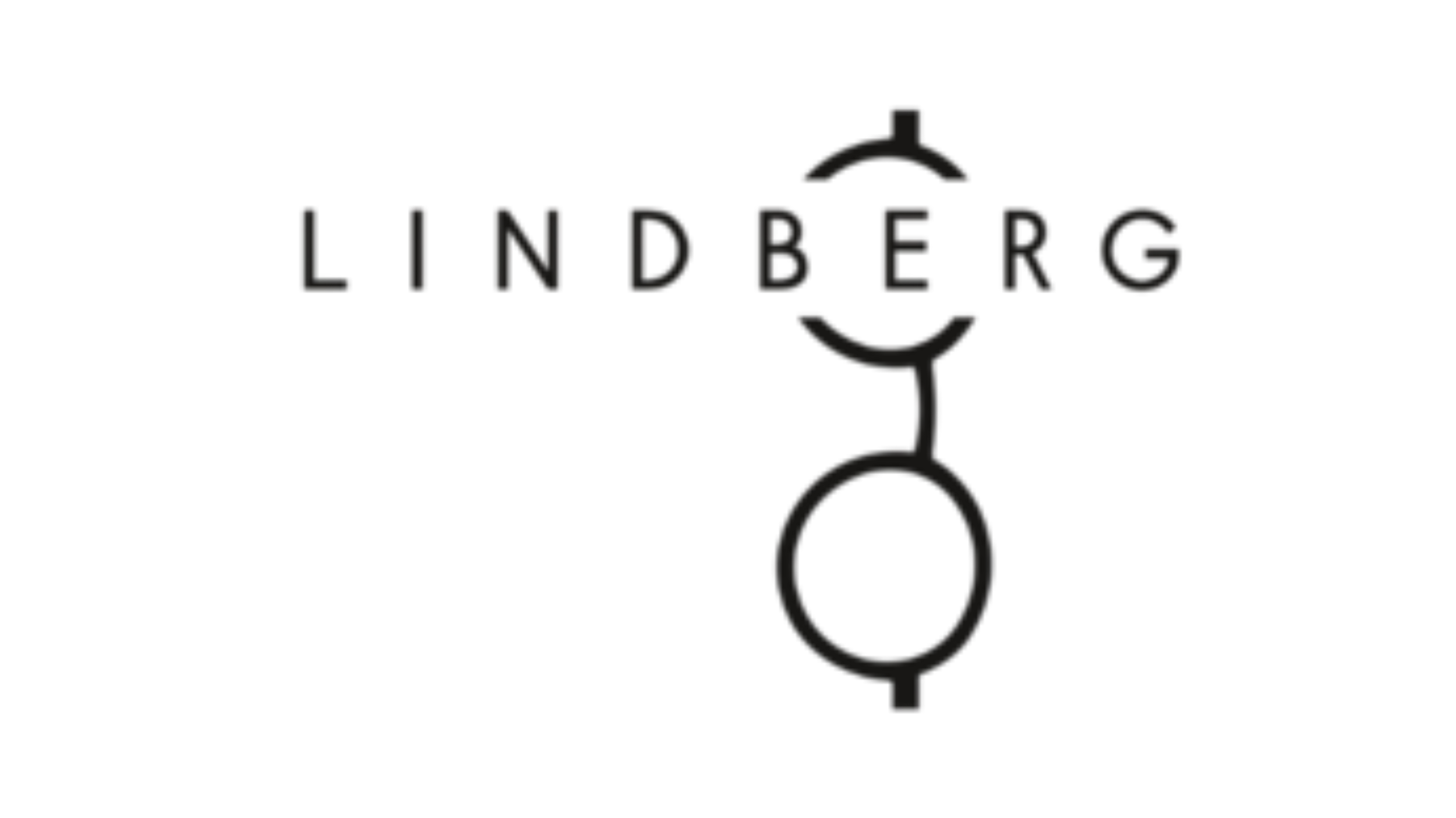 Logo de Lindberg avec un cercle de visée en-dessous montrant des couleurs rouge, bleu, violet et noir.