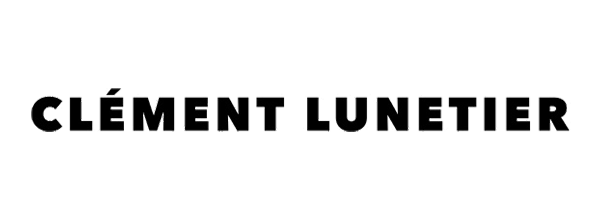 Logo avec le texte "Clément Lunetier" en noir