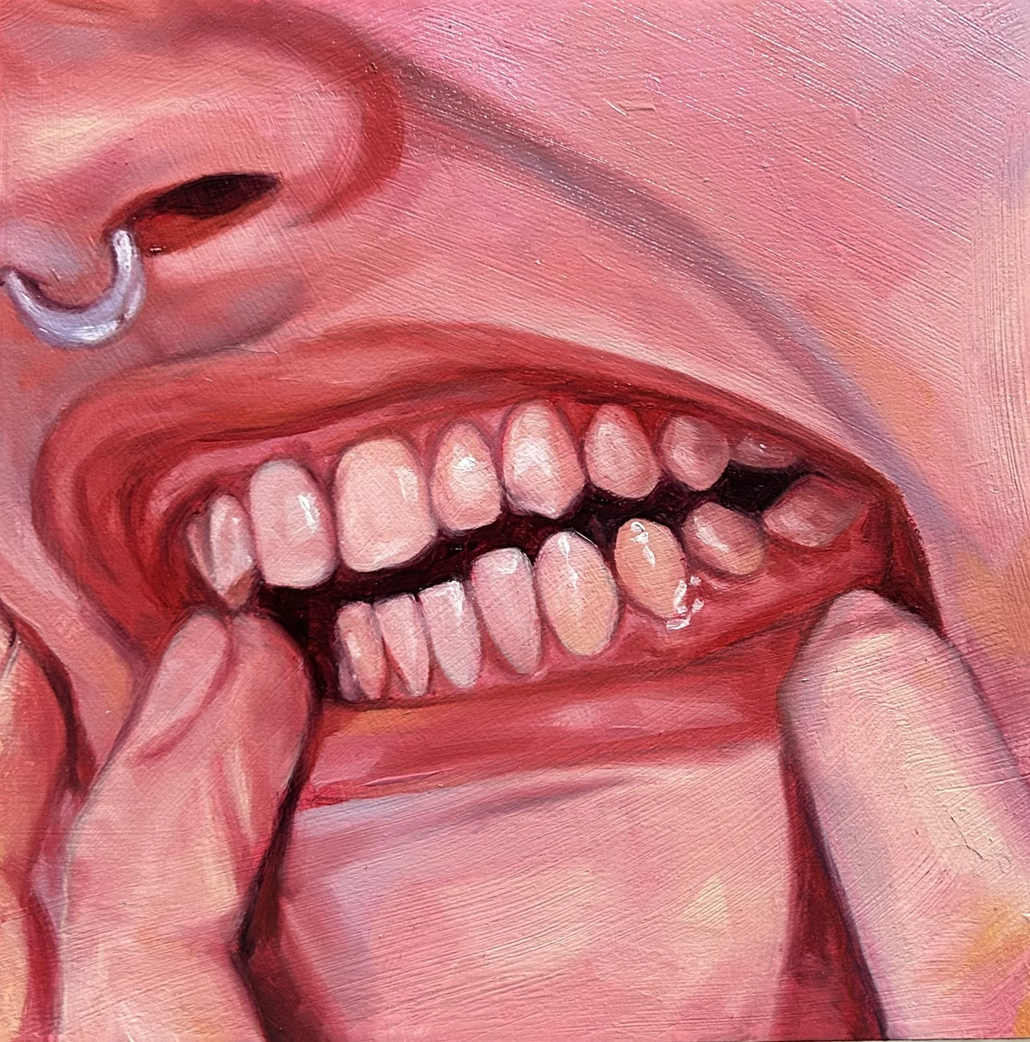 "Teeth"
oil on canvas
4"x4"