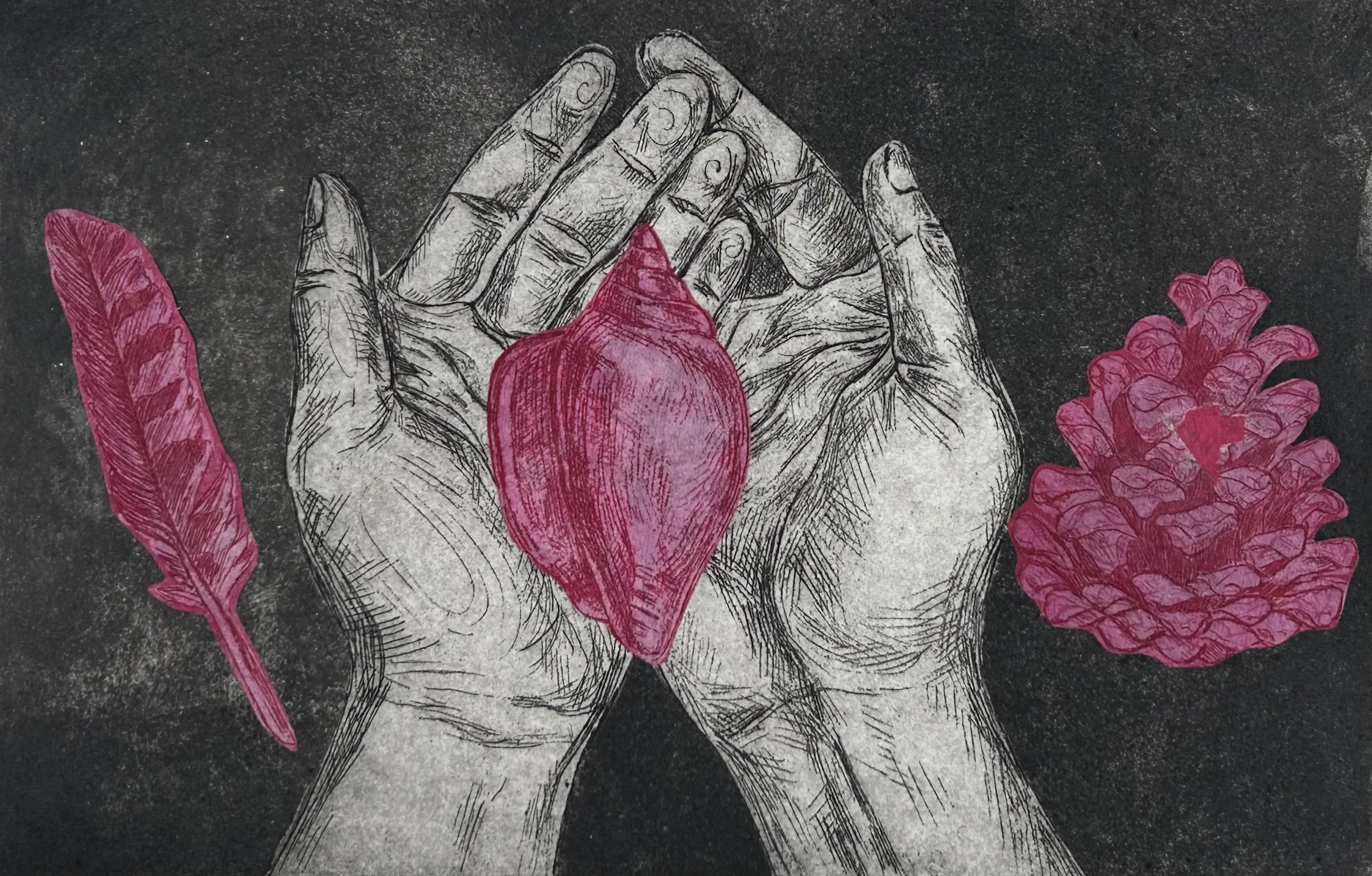 "The Sky and Sea, they are Part of Me"
intaglio print on paper
5"x7"