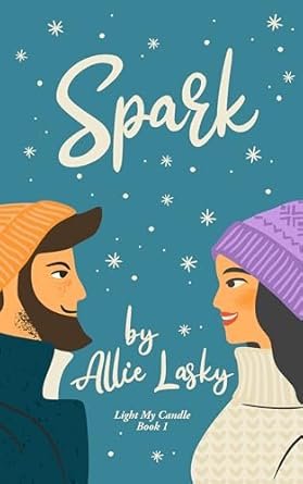 Book cover of "Spark" by Allie Lasky shows two people lovingly looking at one another, dressed in winter clothes.