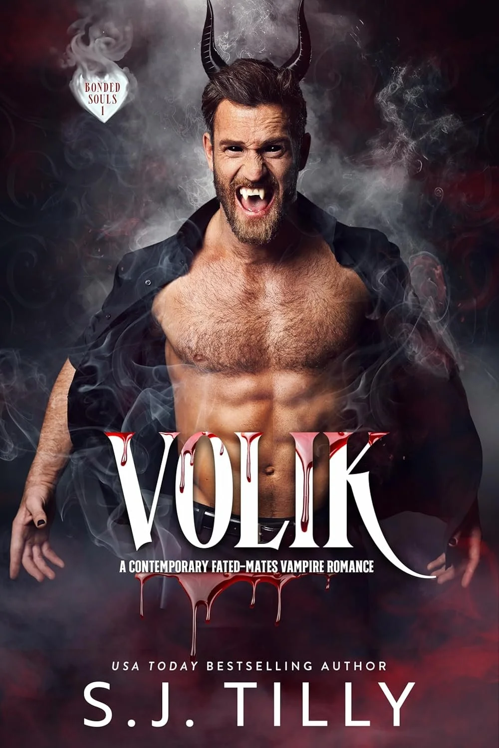 Cover of a book titled "Bonded Souls Book One" by SJ Tilly, with white text on a black background.