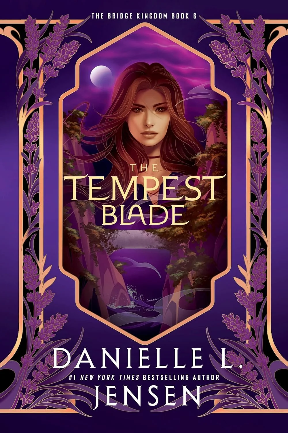 Book cover for 'The Tempest Blade,' book six by Danielle L. Jensen, part of Audible Originals, featuring a romantic scene between a man and woman against a sunset background, with a yellow banner indicating it's an Audible exclusive.