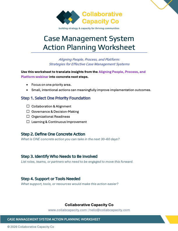 Case Management System Action Planning Worksheet