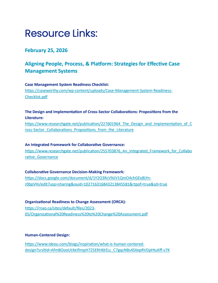 Aligning People, Process, and Platform Resource Links