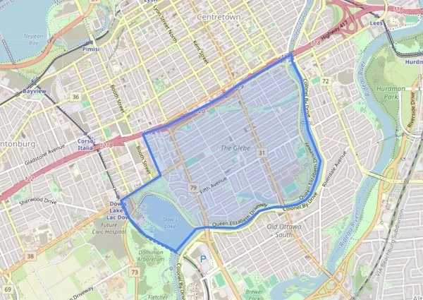 Map of the Glebe Boundaries, The Glebe real estate