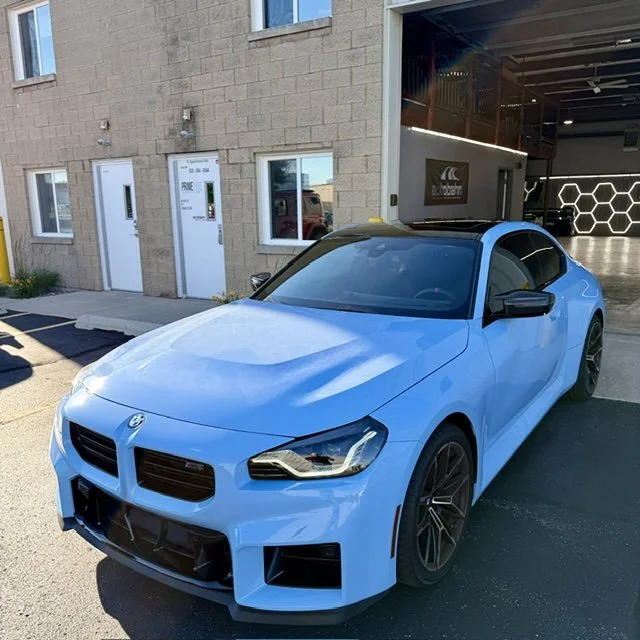 BMW M2 black roof wrap installed at PrimeVue Protection.