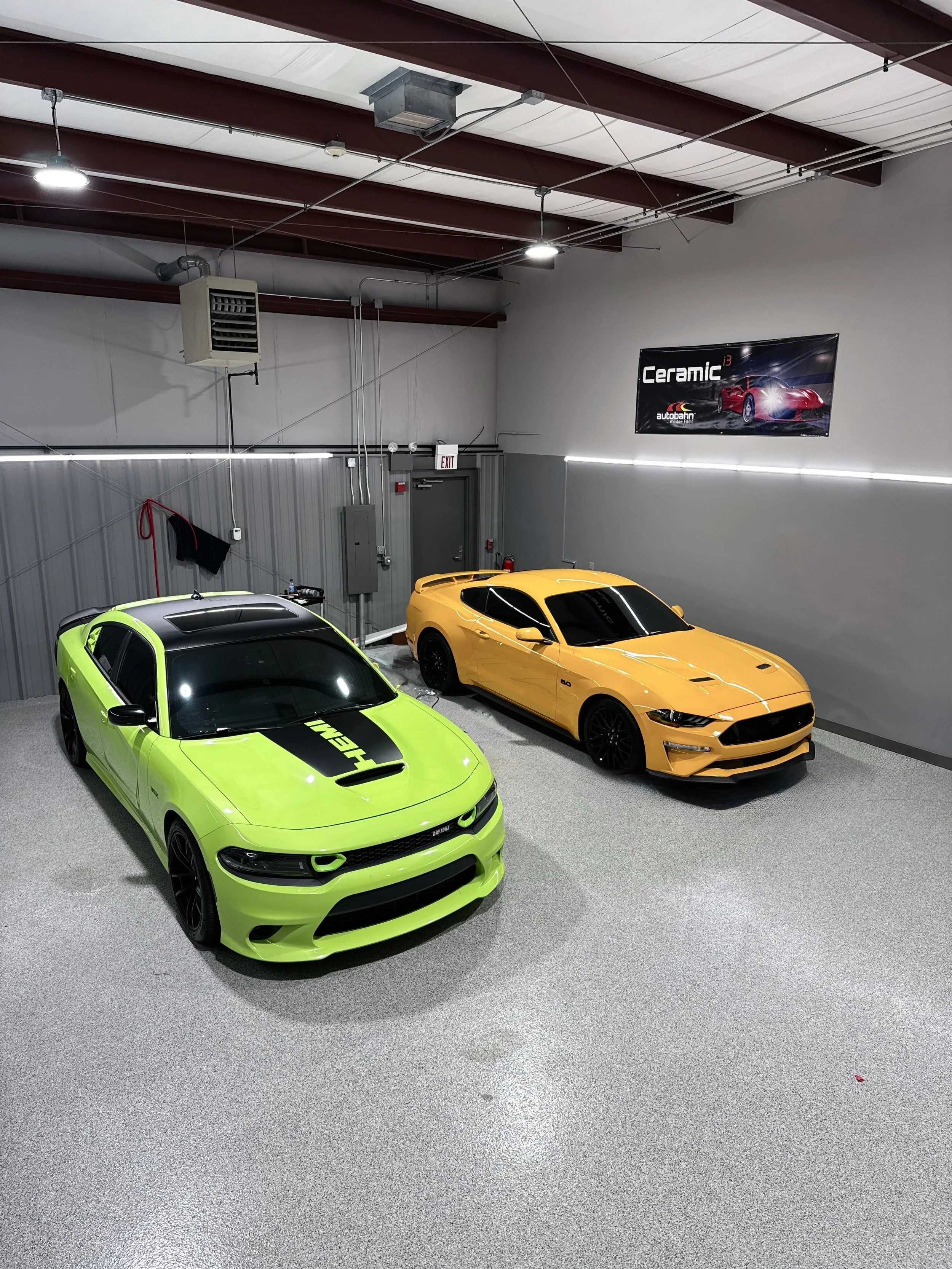 Window tinting ford mustang and dodge charger at primevue in Plainfield.