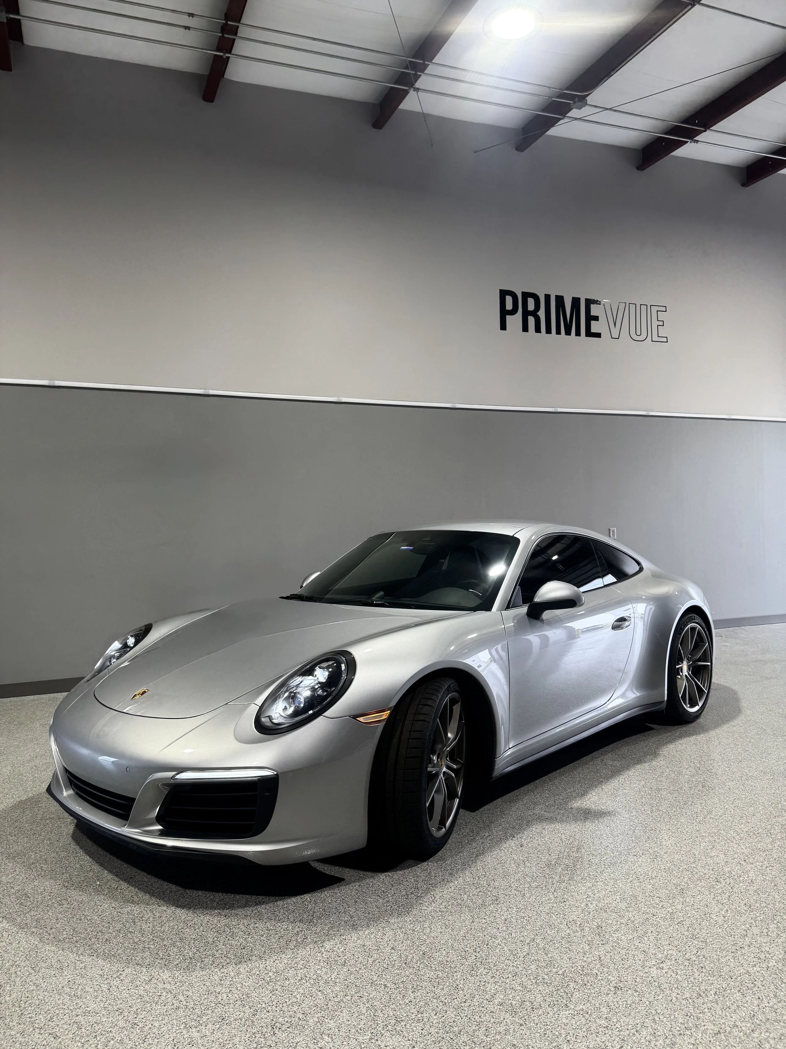 Silver Porsche 911 with Autobahn i3 ceramic window tint in Naperville by PrimeVue