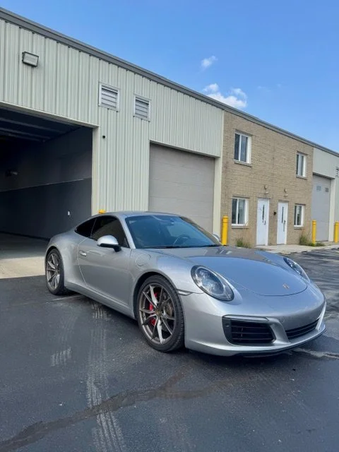 Porsche 911 getting full front ppf at PrimeVue Protection in Naperville, IL