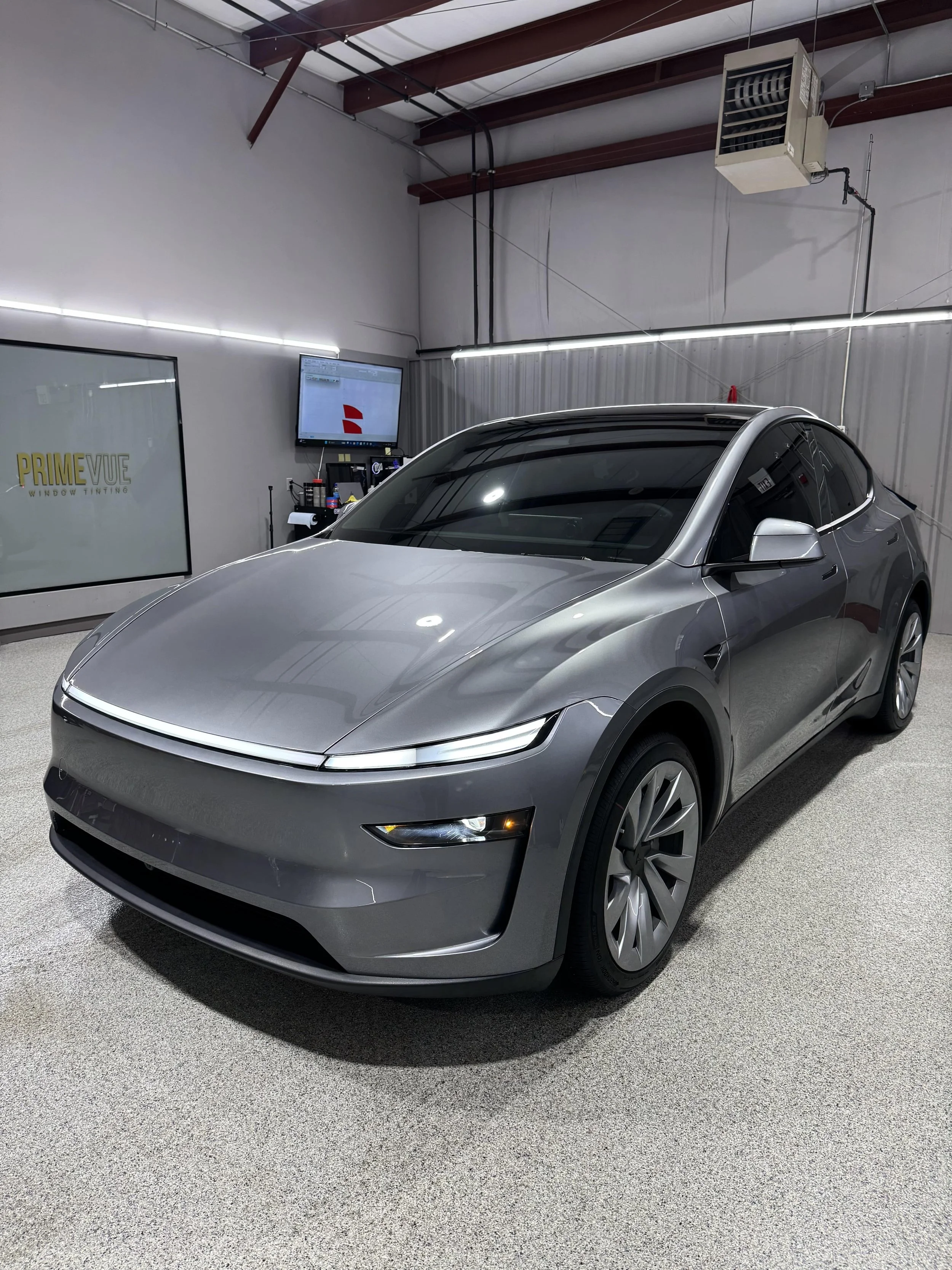 Tesla Model Y getting full front ppf at PrimeVue in Plainfield.