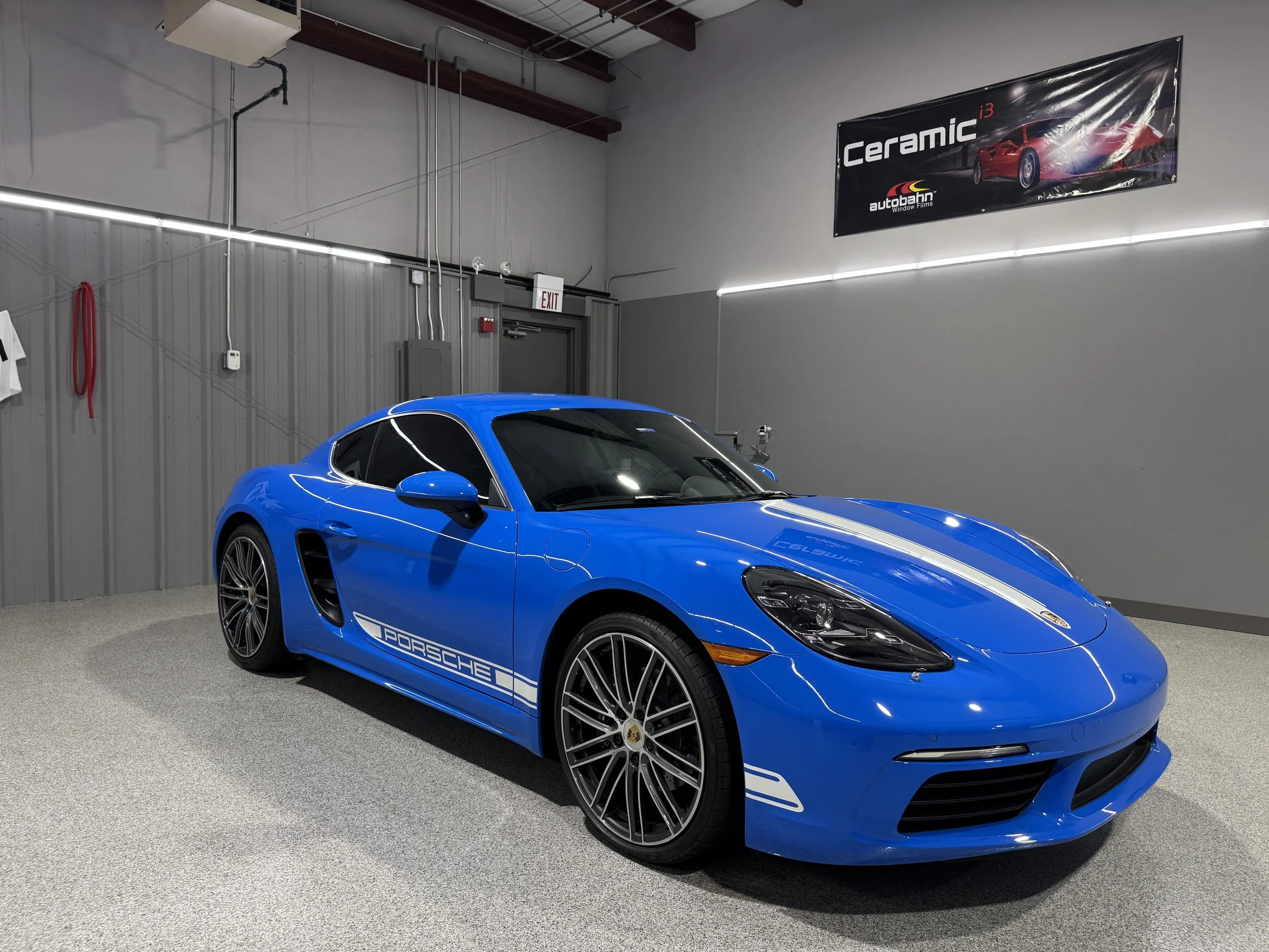 Porsche 718 getting full front ppf at PrimeVue Protection in Naperville, IL