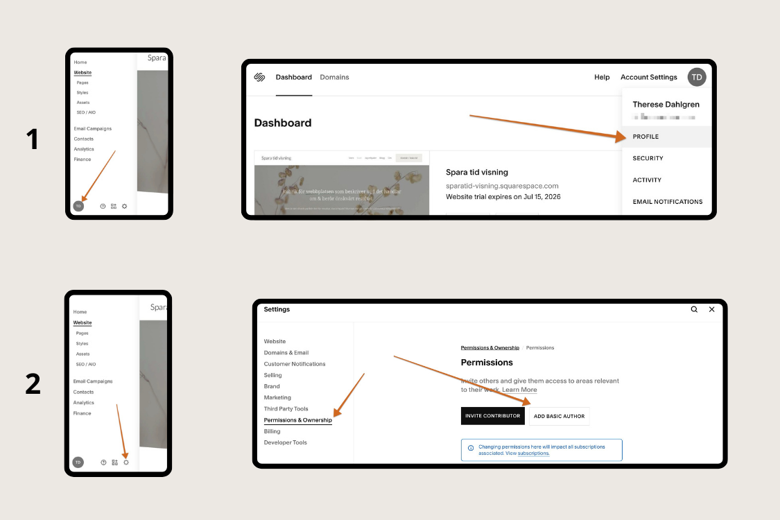 Profiltext på två sätt i Squarespace.