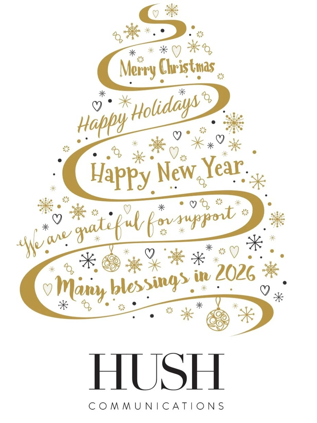 Merry Christmas from the team at HUSH 🎄

We hope it&rsquo;s filled with laughter, love and gratitude, however you choose to celebrate!

#MerryChristmas #Christmas2025 #HUSHCommunications