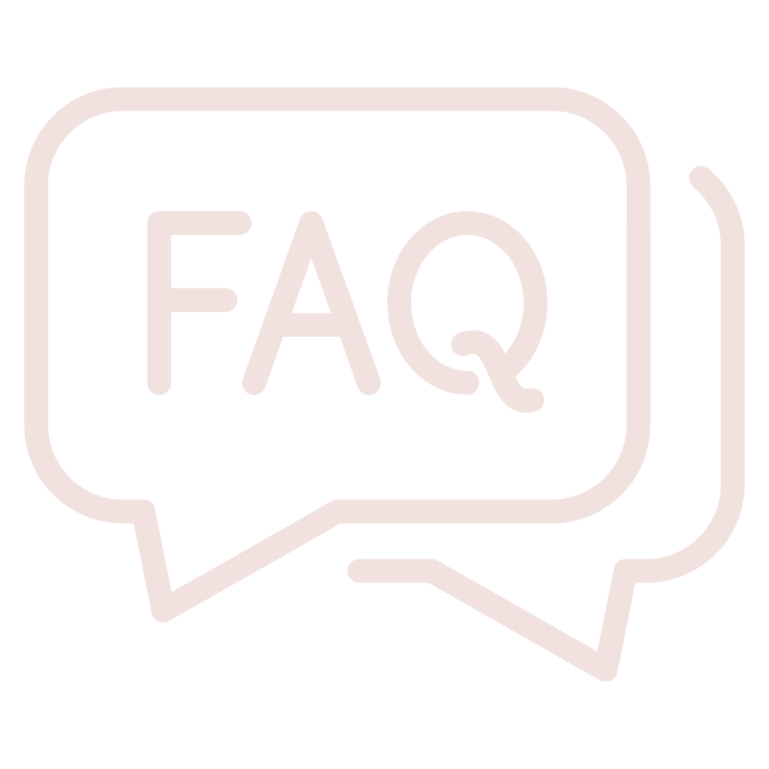 FAQ icon with overlapping speech bubbles on a black background.
