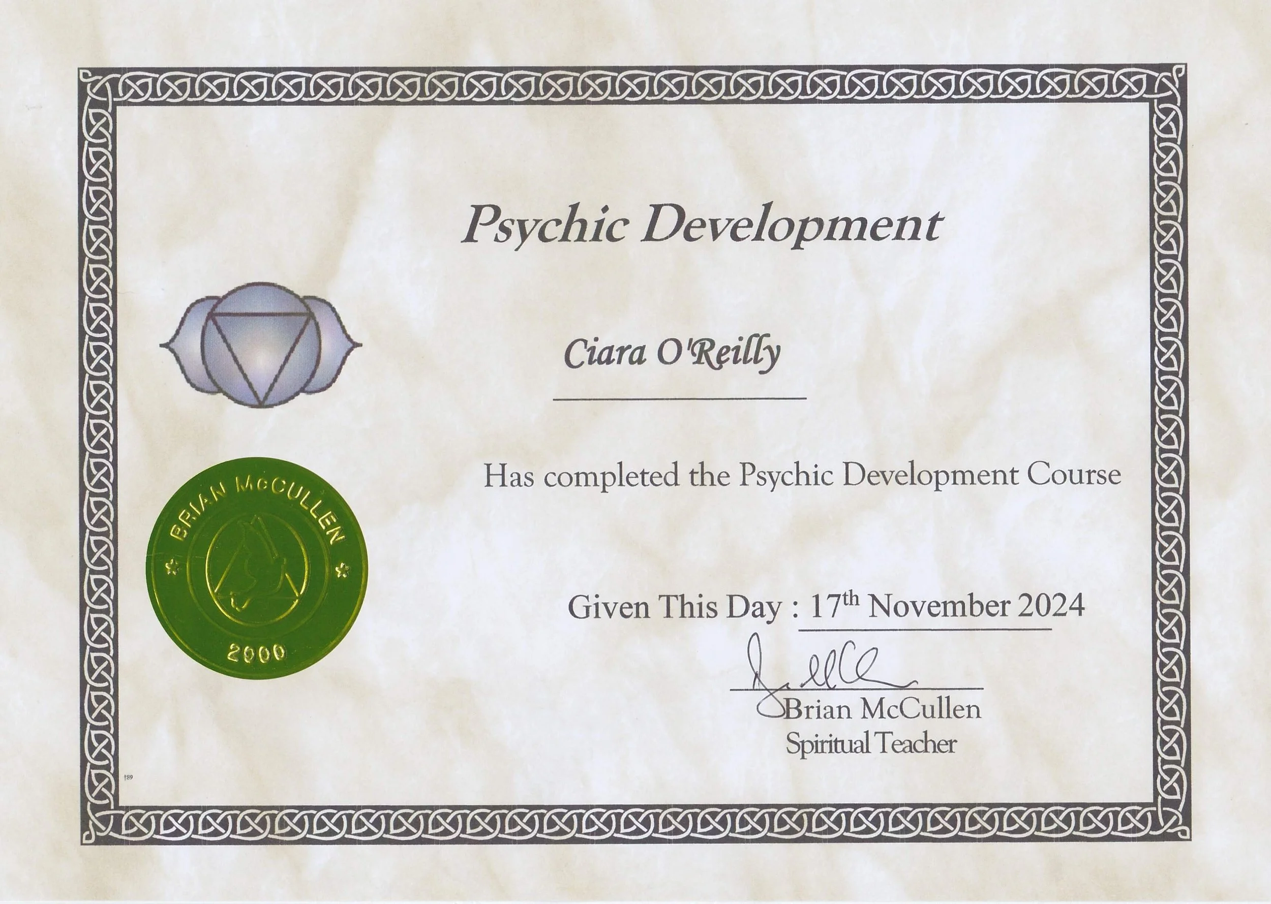 Psychic Development Certificate