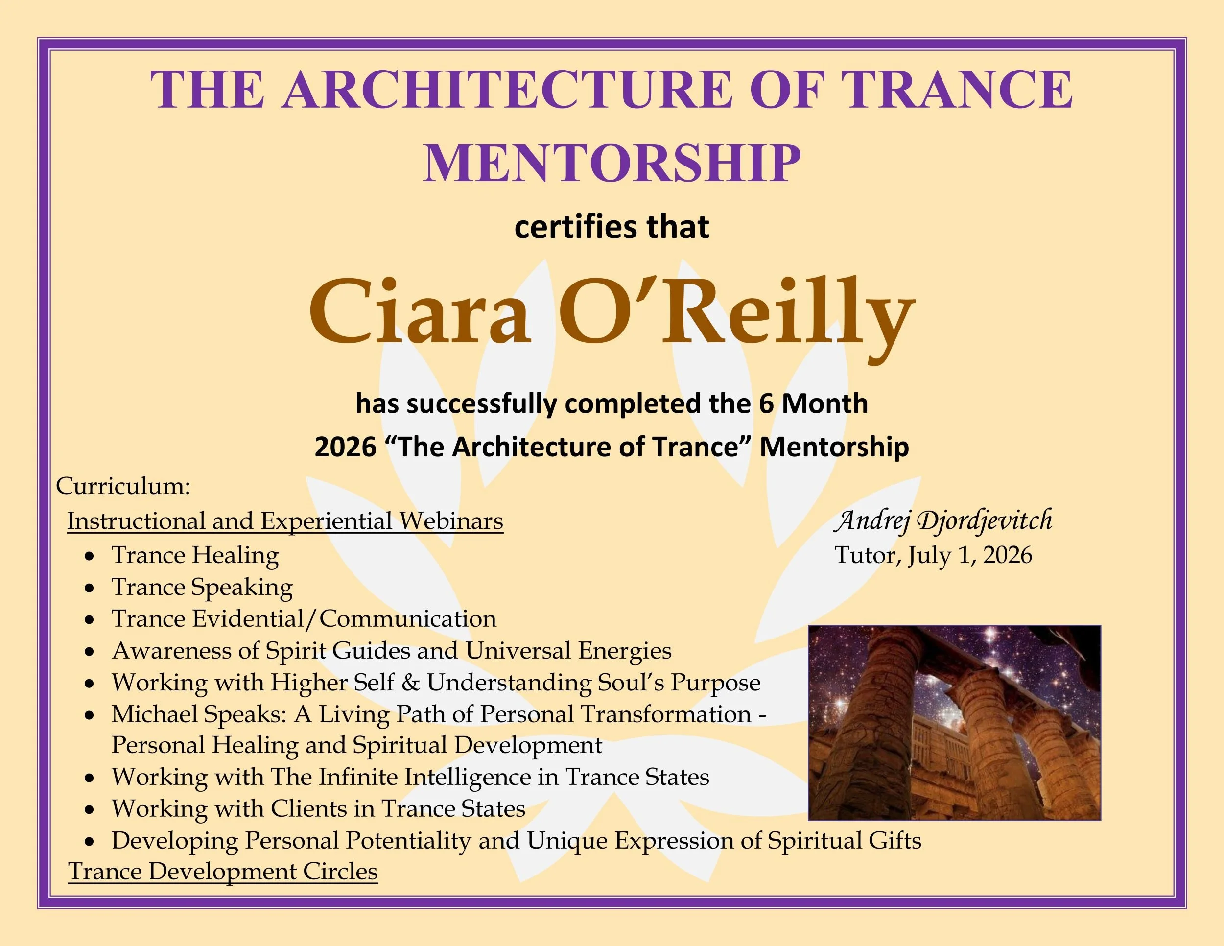 Certificate for 2026 Architecture of Trance .jpg