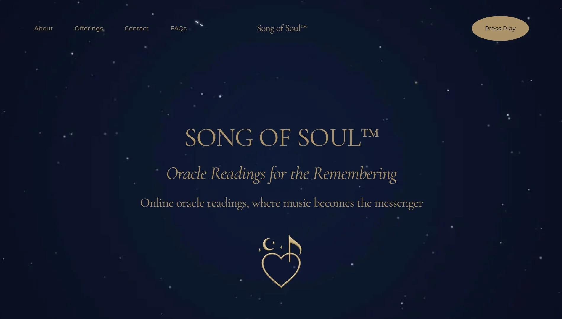 Squarespace website for linda may, Song of Soul. Online oracle readings, where music becomes the messenger