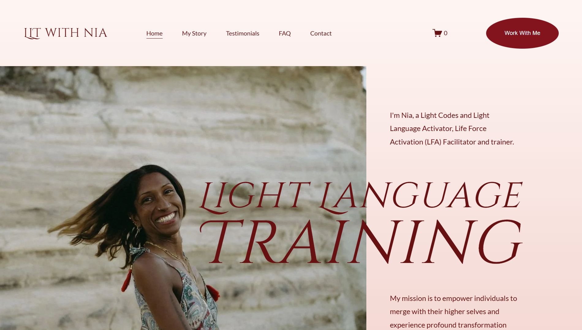 Squarespace website for Nia. Light Language Training. Light Language Activator, Life Force Activation (LFA) Facilitator and trainer.
