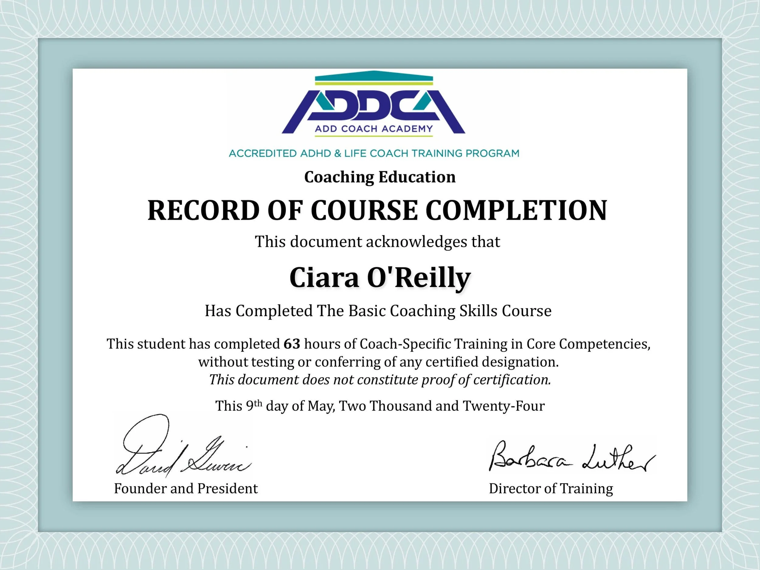 ADDCA Coaching Certificate