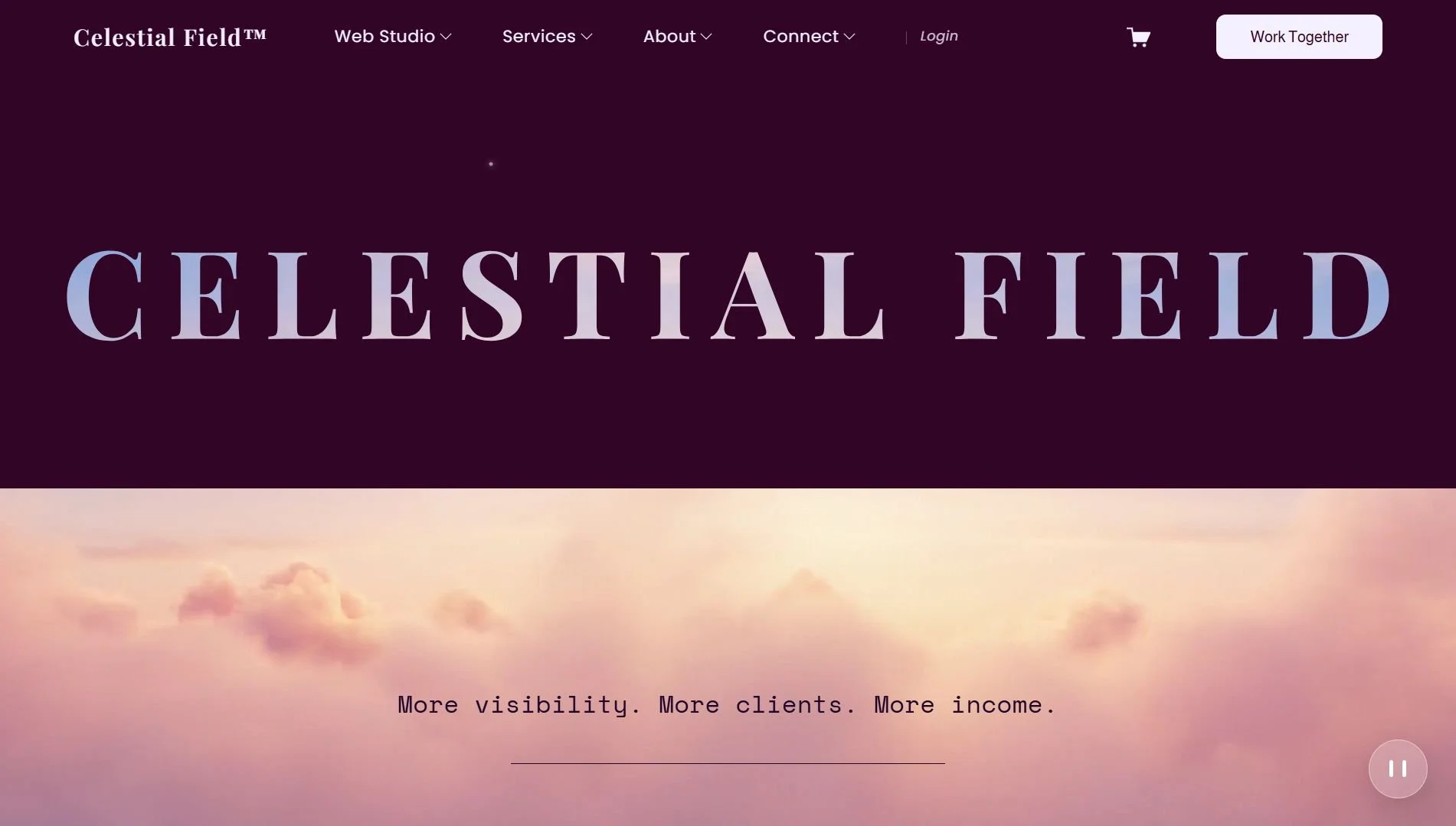 Squarespace website for Ciara. Celestial Field. Bespoke Squarespace Websites, Circle.so community builds, Energetic Mentorship &  Psychic Guidance .